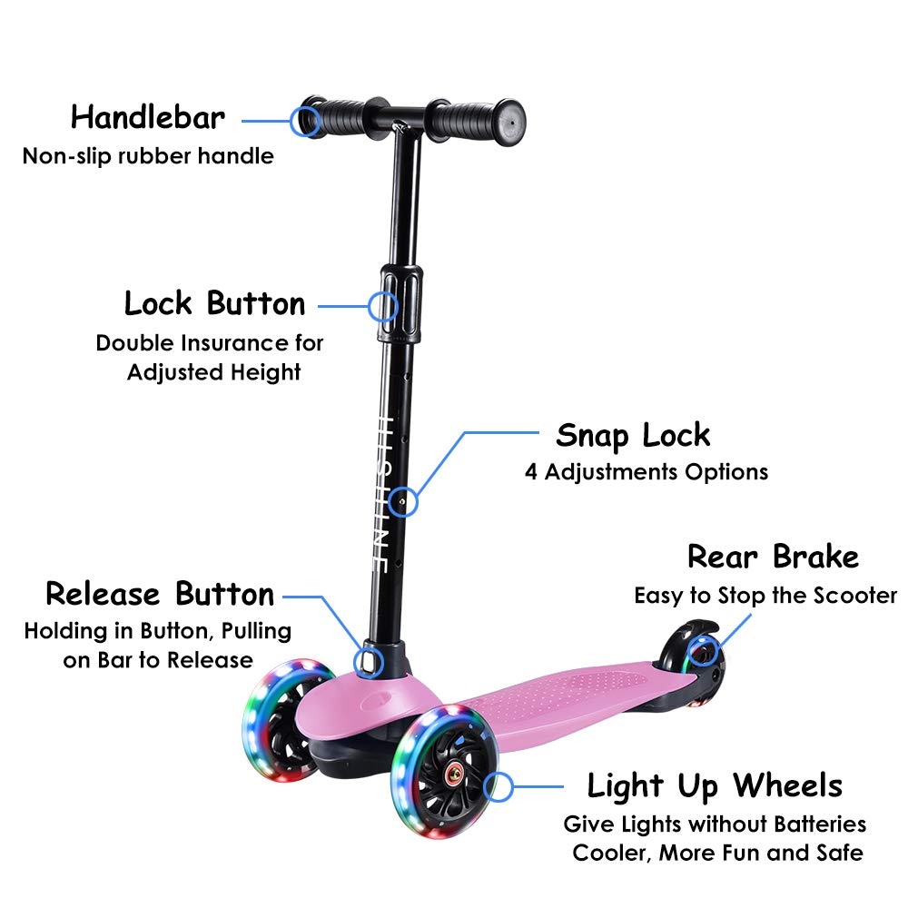 Best 3-Wheel Kick Scooter for Kids Ages 2-5 - Adjustable Height, Extra Wide Deck & LED Light-Up Wheels - Perfect for Toddler Boys & Girls Learning to Ride - Great for Park Rides, Neighborhood Fun & Preschool Commutes