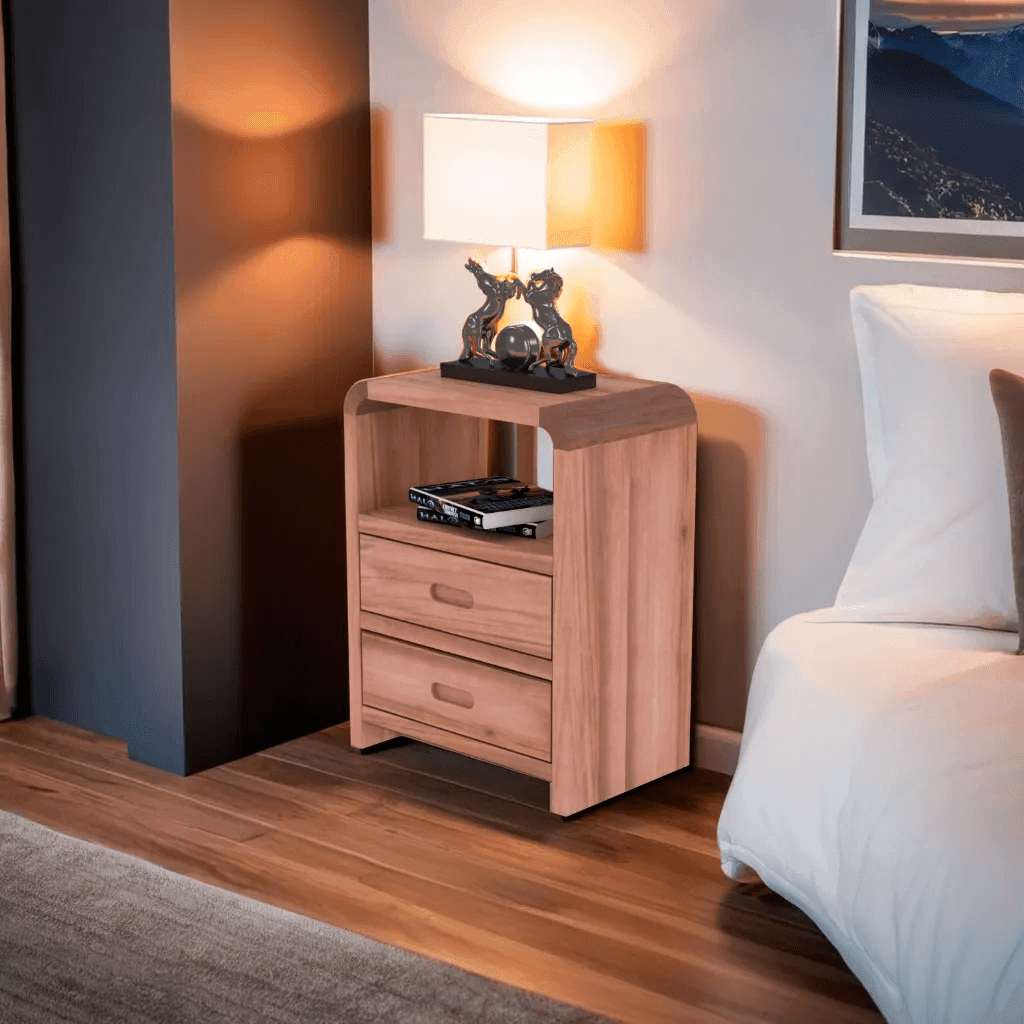 Mivy Solid Teak Wood Bedside Table - Nightstand with Drawer for Bedroom, Living Room & Office - Modern & Stylish Home Decor Furniture