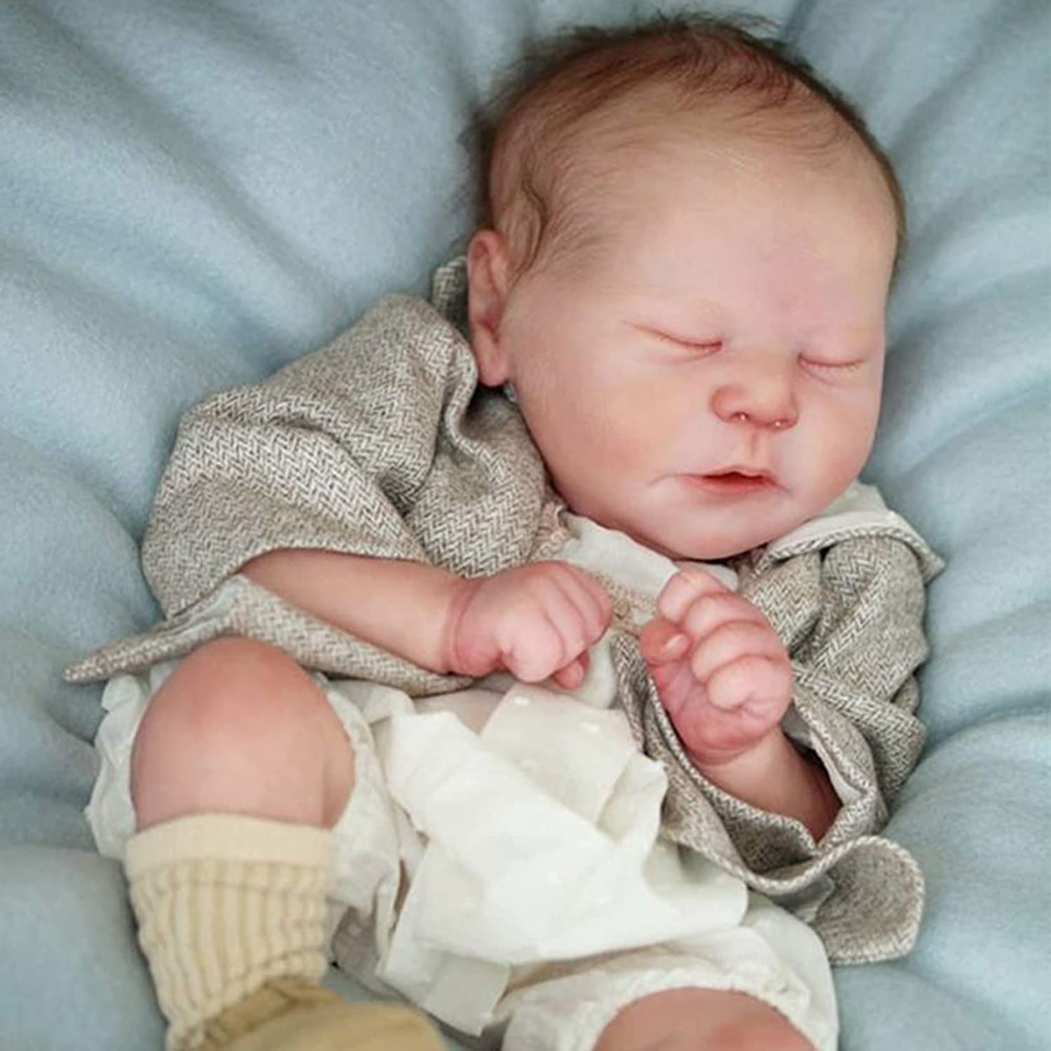 HLONGG 20 Inch Realistic Reborn Baby Doll - Lifelike Sleeping Boy Doll with Closed Eyes, Soft & Cuddly Newborn Toy for Kids | Perfect Gift for Children, Nursery Decor, Playhouse & Soothing Companion