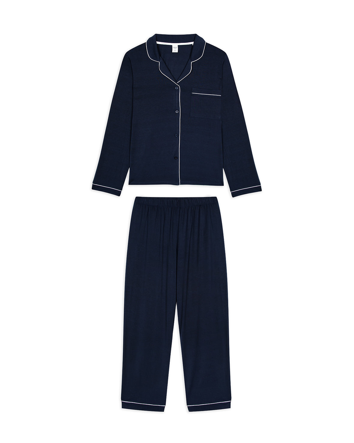 Premium TENCEL™ Modal Long Sleeve Button Up Pajama Set for Women - Soft & Breathable Sleepwear - Navy Blue - Perfect for Relaxing at Home & Comfortable Night's Sleep
