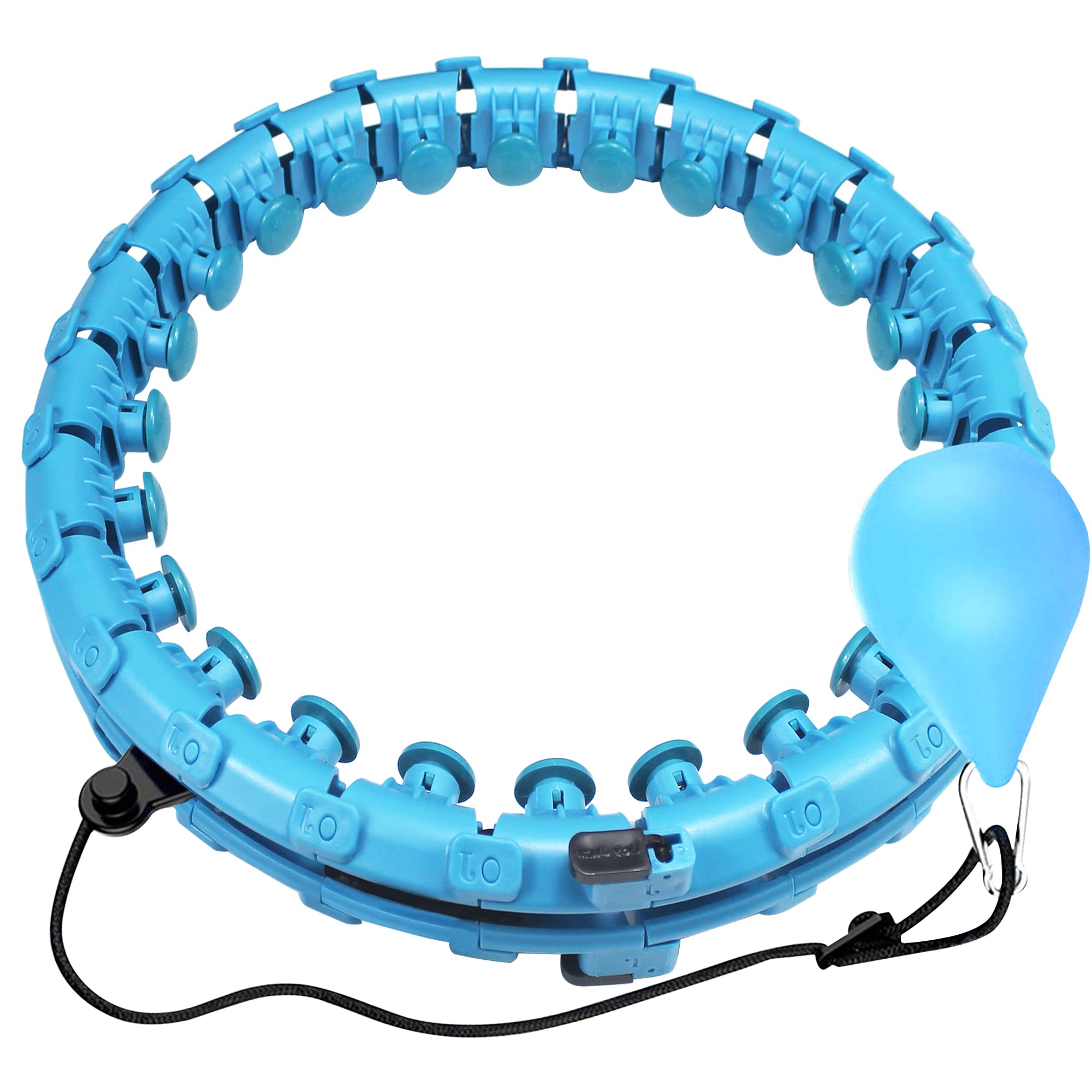 Weighted Hula Hoop for Adults - 2 in 1 Fitness & Massage Exercise Hoop with 24 Detachable Knots, Auto-Spinning Ball for Weight Loss, Core Workout & Home Gym - Adjustable Non-Fall Design for Women & Men