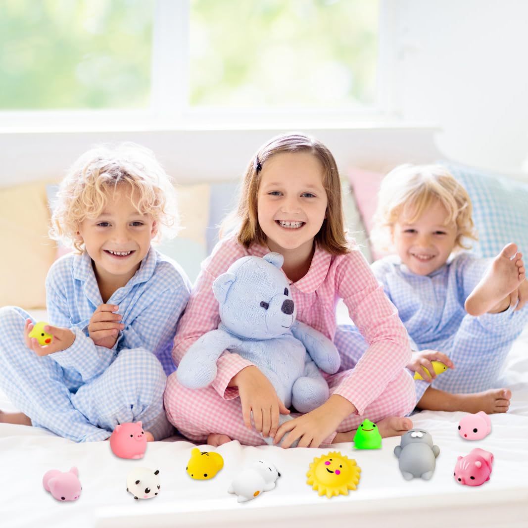 28 Pack UMEELR Squishy Mochi Toys with Collectible Cards - Cute Stress Relief Squeeze Toys for Kids, Easter Basket Stuffers & Party Favors - Perfect for Sensory Play, Classroom Rewards & Easter Egg Hunt Prizes