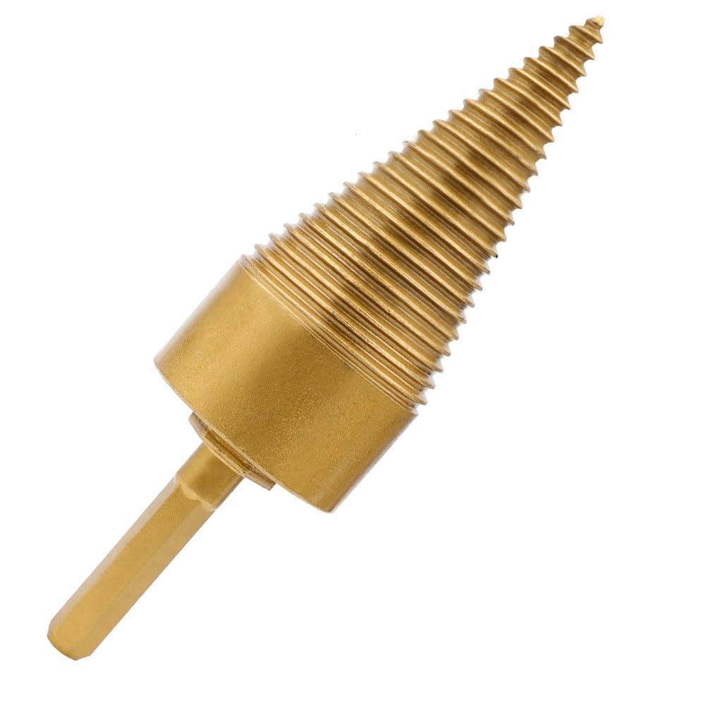 Heavy Duty Log Splitter Drill Bits - 5pcs Removable Screw Cone Kindling Wood Splitting Set (32mm/1.26inch-42mm/1.65inch) for Electric Drills - Hex/Square/Round Shank - Perfect for Firewood Preparation, Camping & DIY Woodworking Projects
