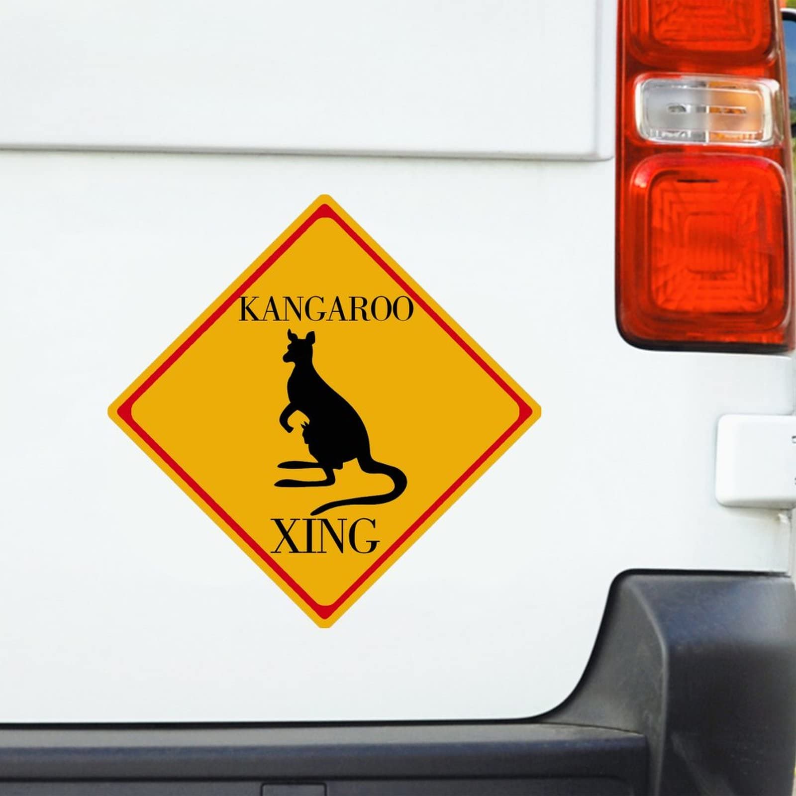 Kangaroo Crossing Vinyl Decal - Durable Car Window Sticker for Animal Lovers, Truck Bumper & Laptop Decor - Novelty Warning Sign for Road Safety & Personal Style