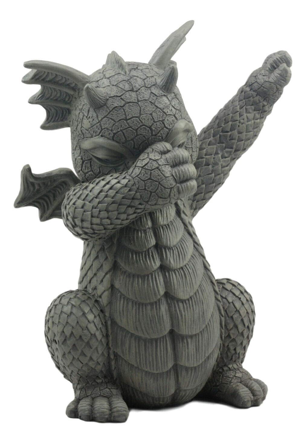 Whimsical Hip Hop Dabbing Garden Dragon Statue - 9.25 Inch Tall Decorative Figurine - Perfect for Urban Garden Decor, Hip Hop Enthusiasts & Unique Gift Ideas