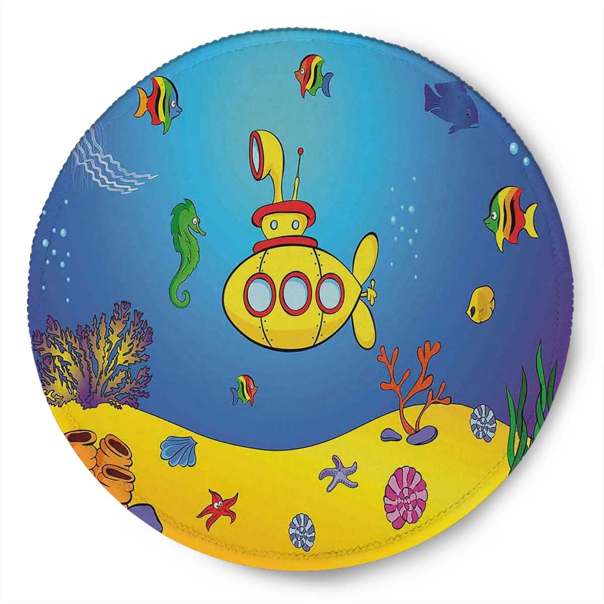 Premium Small Round Mouse Pad - Non-Slip Textured Surface, Stitched Edges, Waterproof Rubber Base (7.9×7.9×0.12 inches) - Cute Nautical Design for Kids, Perfect for Home, Office & Gaming Desks