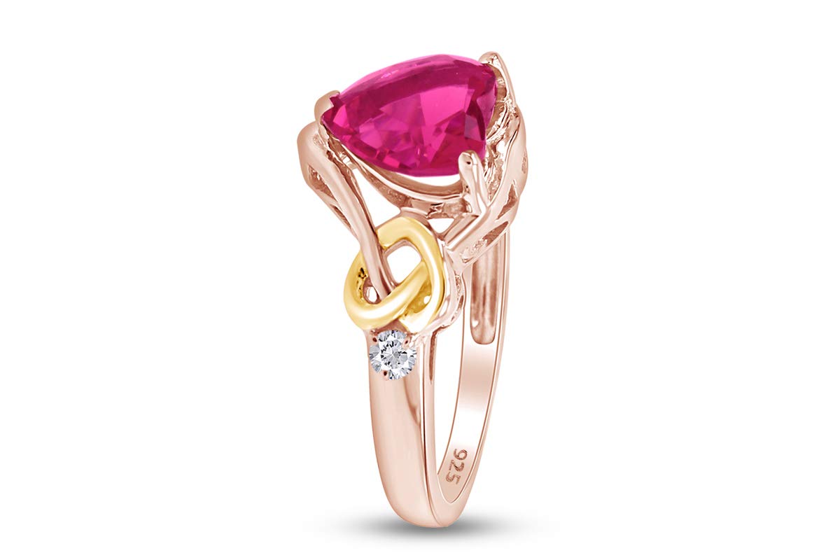 AFFY Sterling Silver & 14K Gold Plated Diamond & Heart Ruby Ring (1.88 CTTW) - Elegant Gift for Valentine's Day, Anniversary & Special Occasions