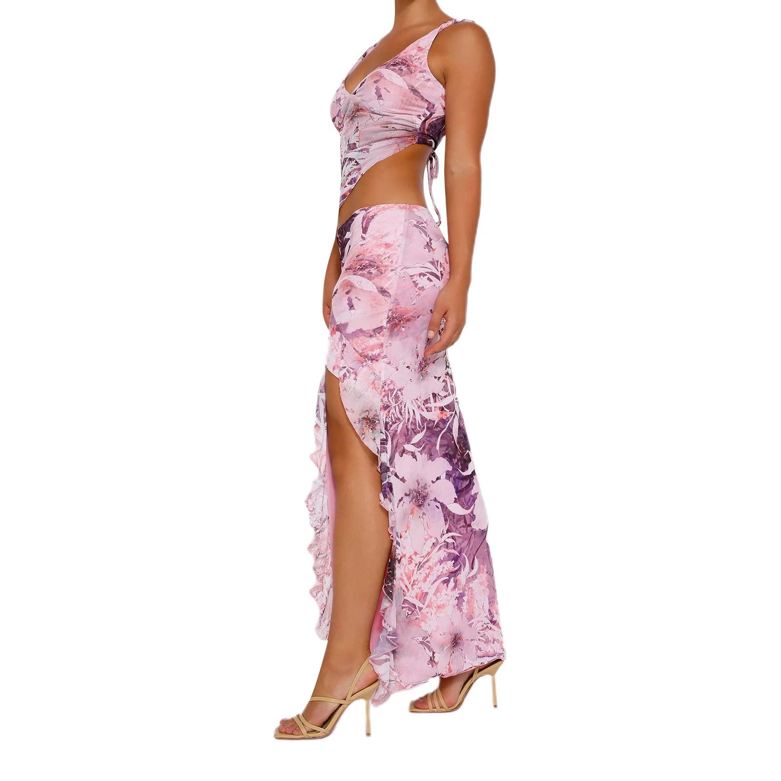 **Women's Sexy 2-Piece Outfits – Summer Maxi Skirt Set with Crop Top & Bodycon Long Skirt for Going Out | Perfect for Beach, Date Night & Vacations**