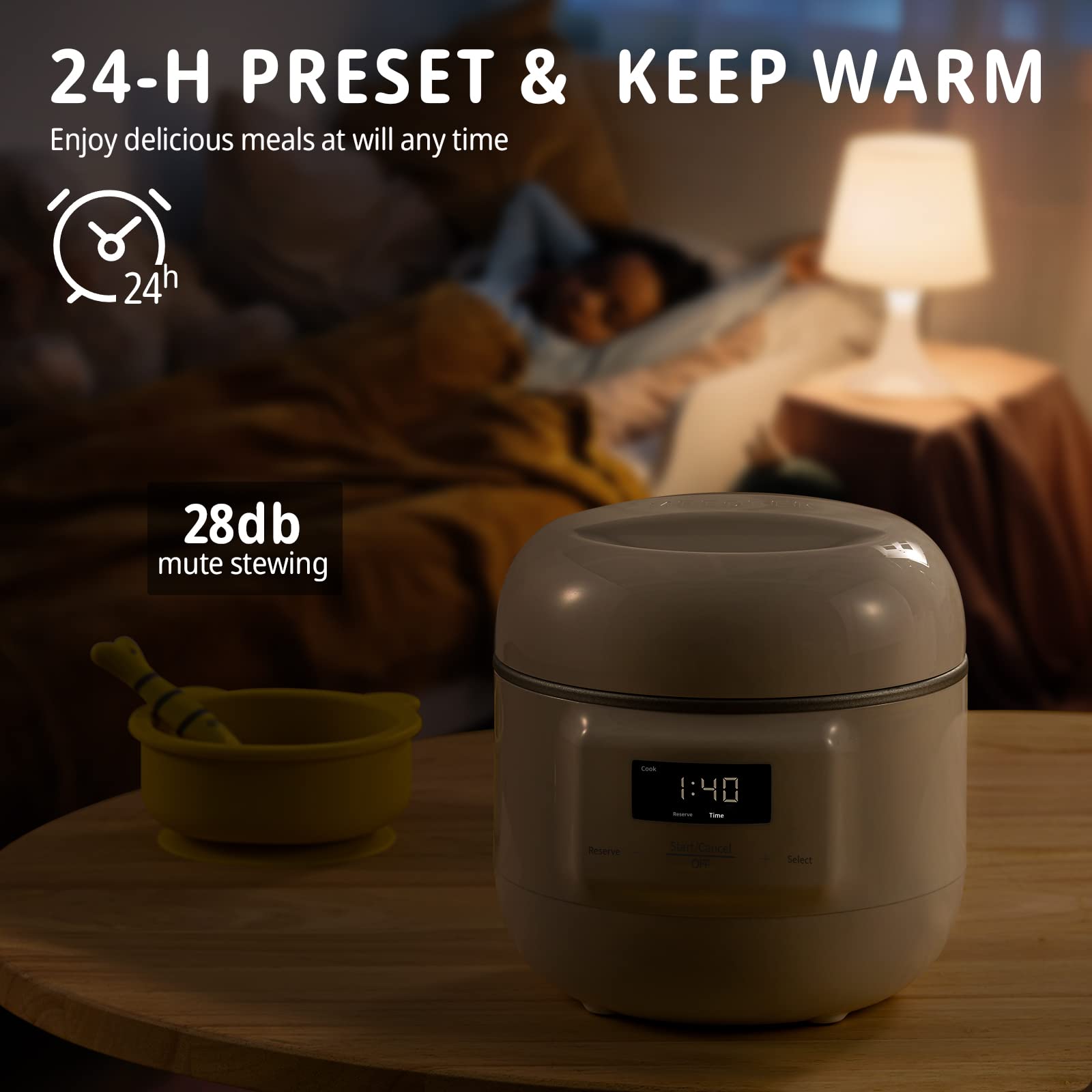 1.5QT White Slow Cooker with Smart Timer, Ceramic Pot & Multi-Function - Electric Rice Cooker, Stew Pot & Yogurt Maker with Keep Warm Feature - Perfect for Meal Prep, Family Dinners & Healthy Cooking