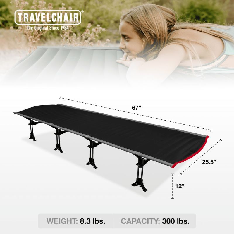 TravelChair AirTite Cot - Lightweight Portable Folding Camping Cot for Outdoor Adventures, Travel & Emergency Use - Perfect for Camping, Hiking, Backpacking & Guest Bed