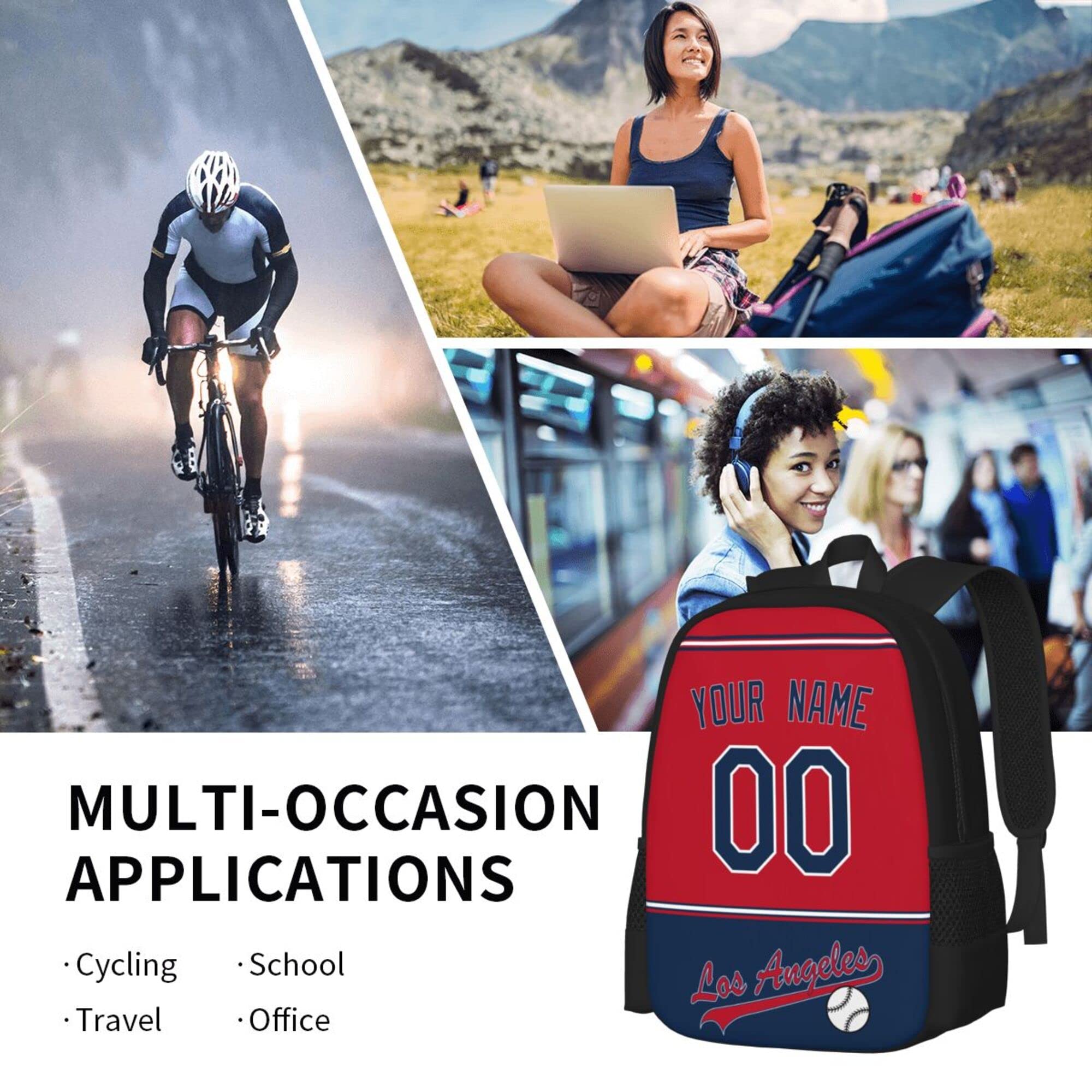 ANTKING Los Angeles Backpack - High Capacity Customizable Backpack with Name & Number Printing - Perfect Gift for Kids, Men & Fans - Ideal for School, Travel & Sports Events