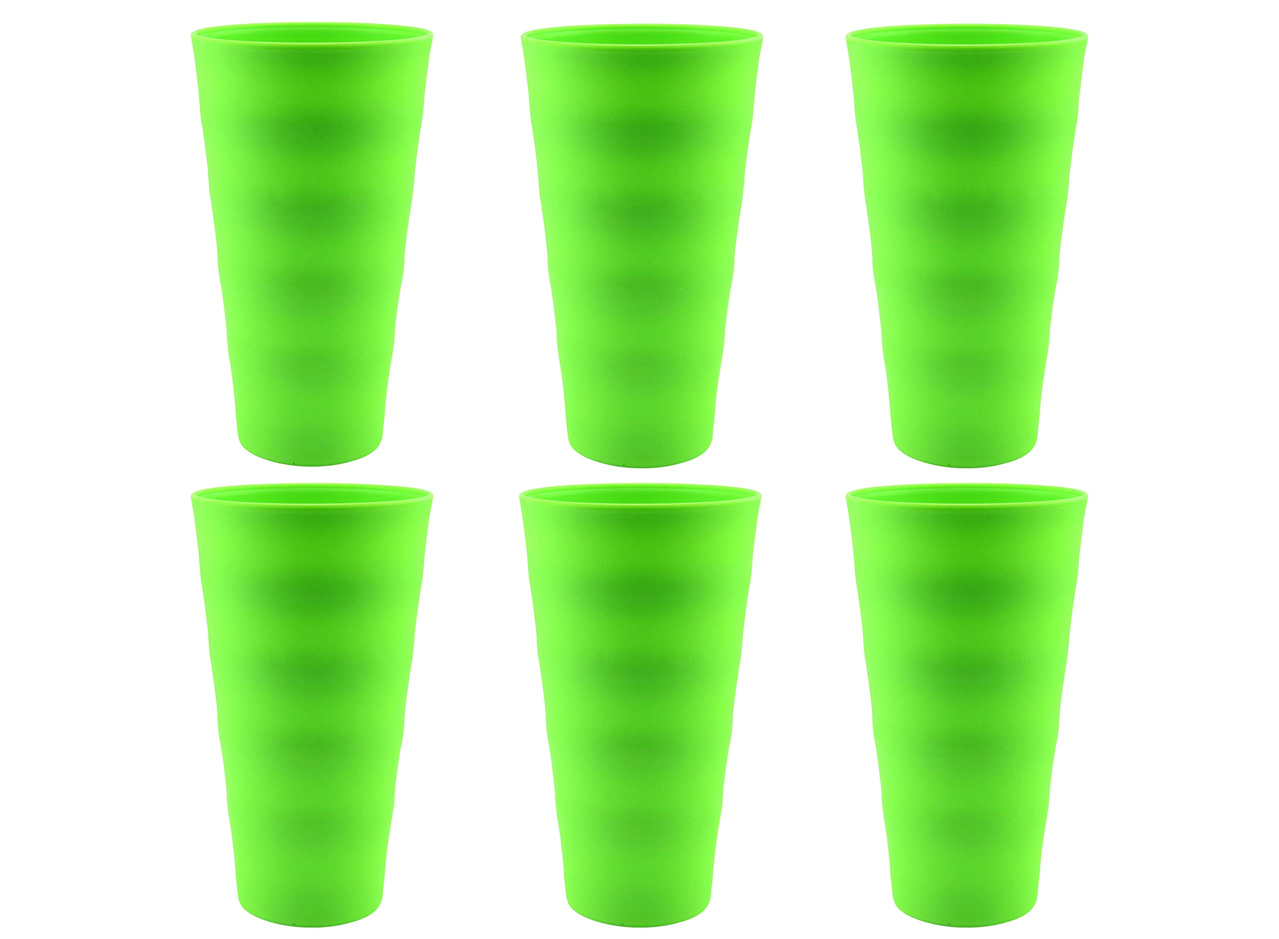 YBM Home 18oz Break-Resistant Plastic Cups - Reusable Drinking Glasses for Kids & Adults, Set of 6 (Green) - Perfect for Parties, Picnics & Everyday Use