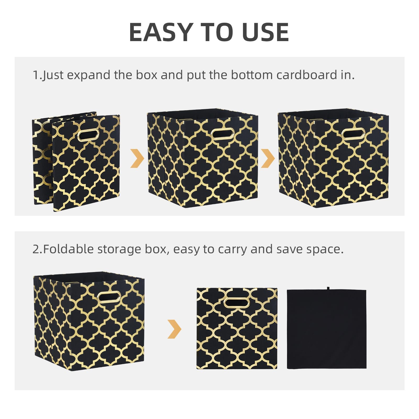 11x11x11 Inch Collapsible Fabric Storage Cubes - 3 Pack Black Organizer Bins for Shelves, Closet, Wardrobe | Perfect for Home, Office & Kids Room Organization