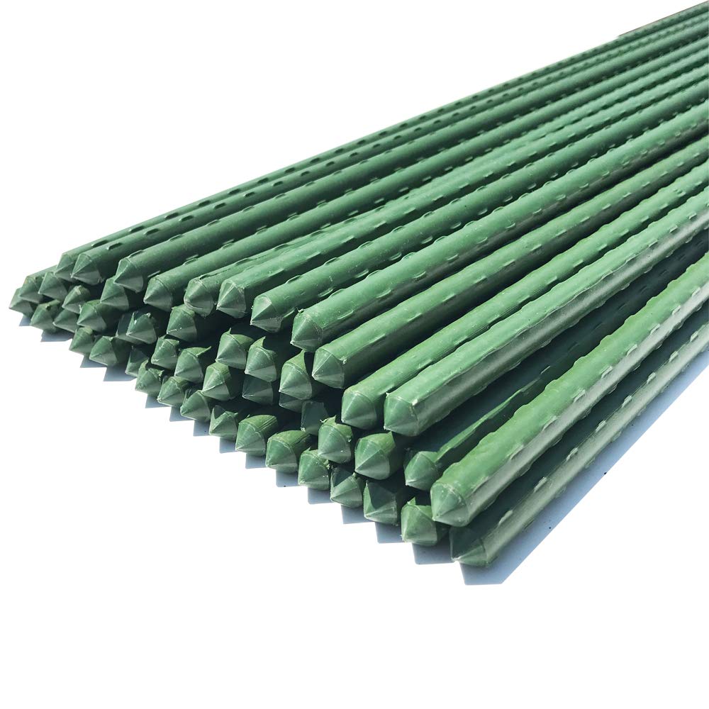 WAENLIR 60 Inch Garden Stakes - 5ft Sturdy Plant Supports for Tomatoes, Vegetables & Flowers - Pack of 50 - Perfect for Outdoor Gardening, Backyard Planting & Greenhouse Use