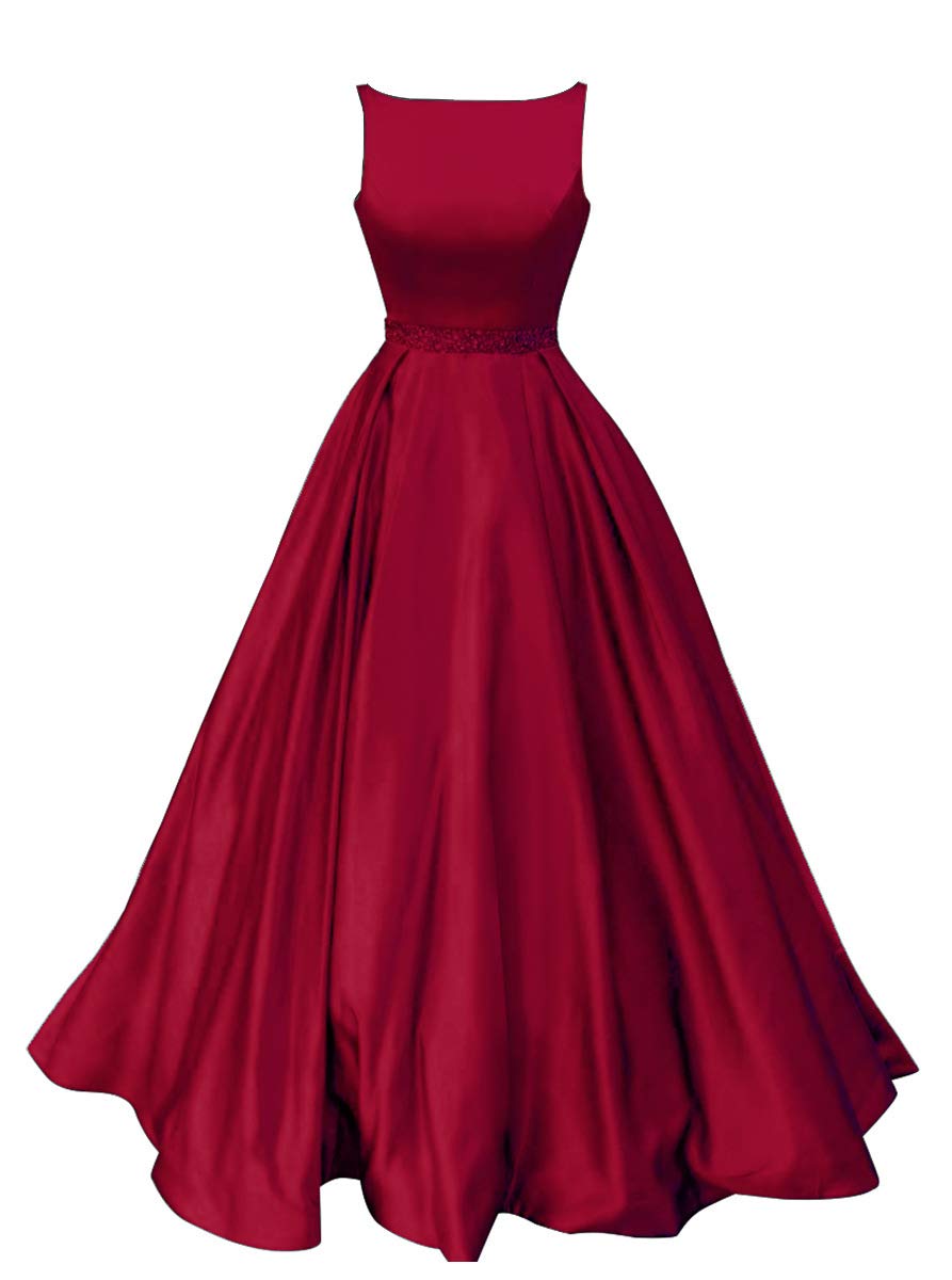 Elegant Satin Long A-Line Prom Dresses with Beaded Detailing & Pockets | Women's Formal Evening Gown for Homecoming, Wedding Guest & Special Occasions