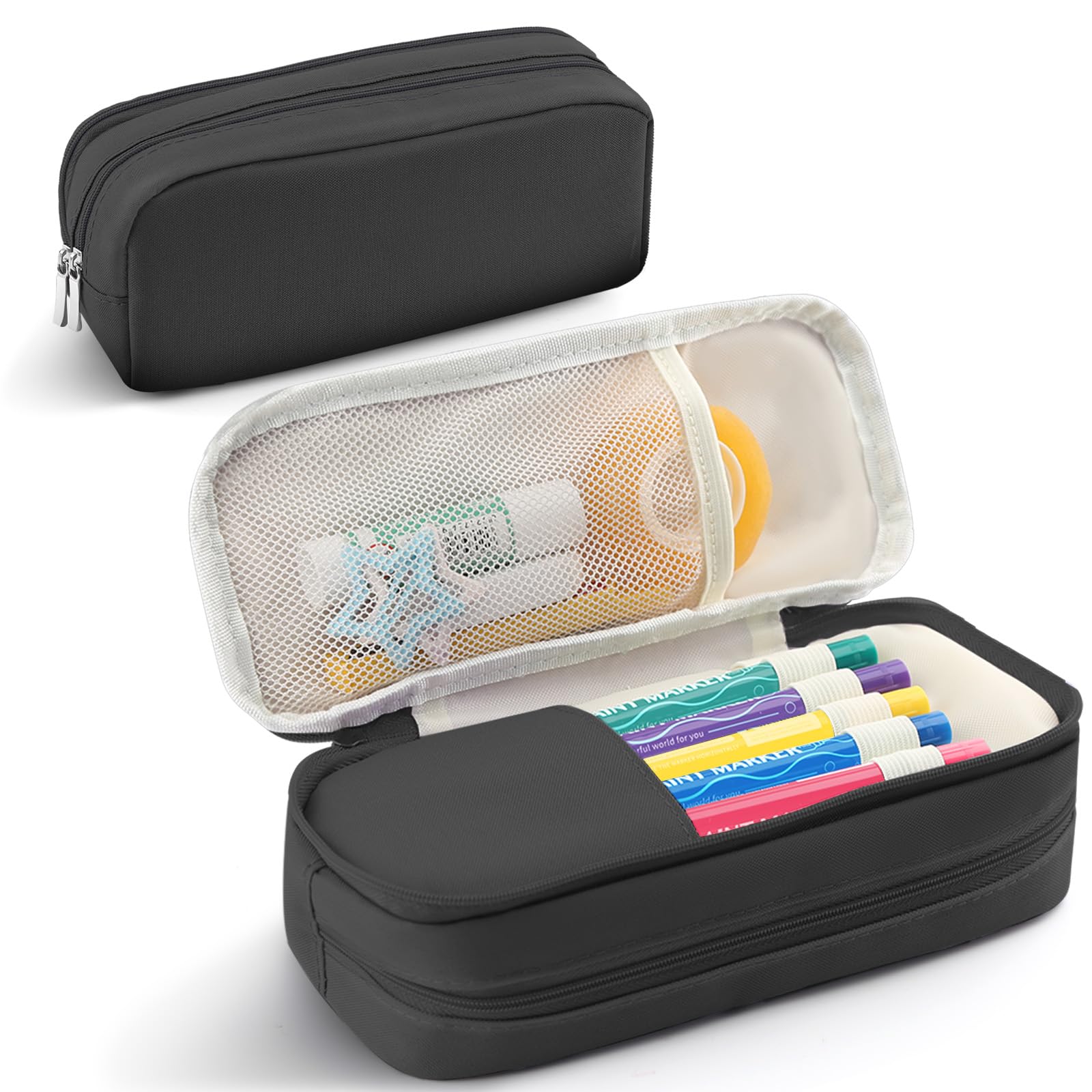 Large Capacity Pencil Case Organizer - Pouch Holder Box for Pens, Markers & School Supplies | Perfect for School, Office, College & Travel | Durable Desk Storage Solution for Stationery Organization