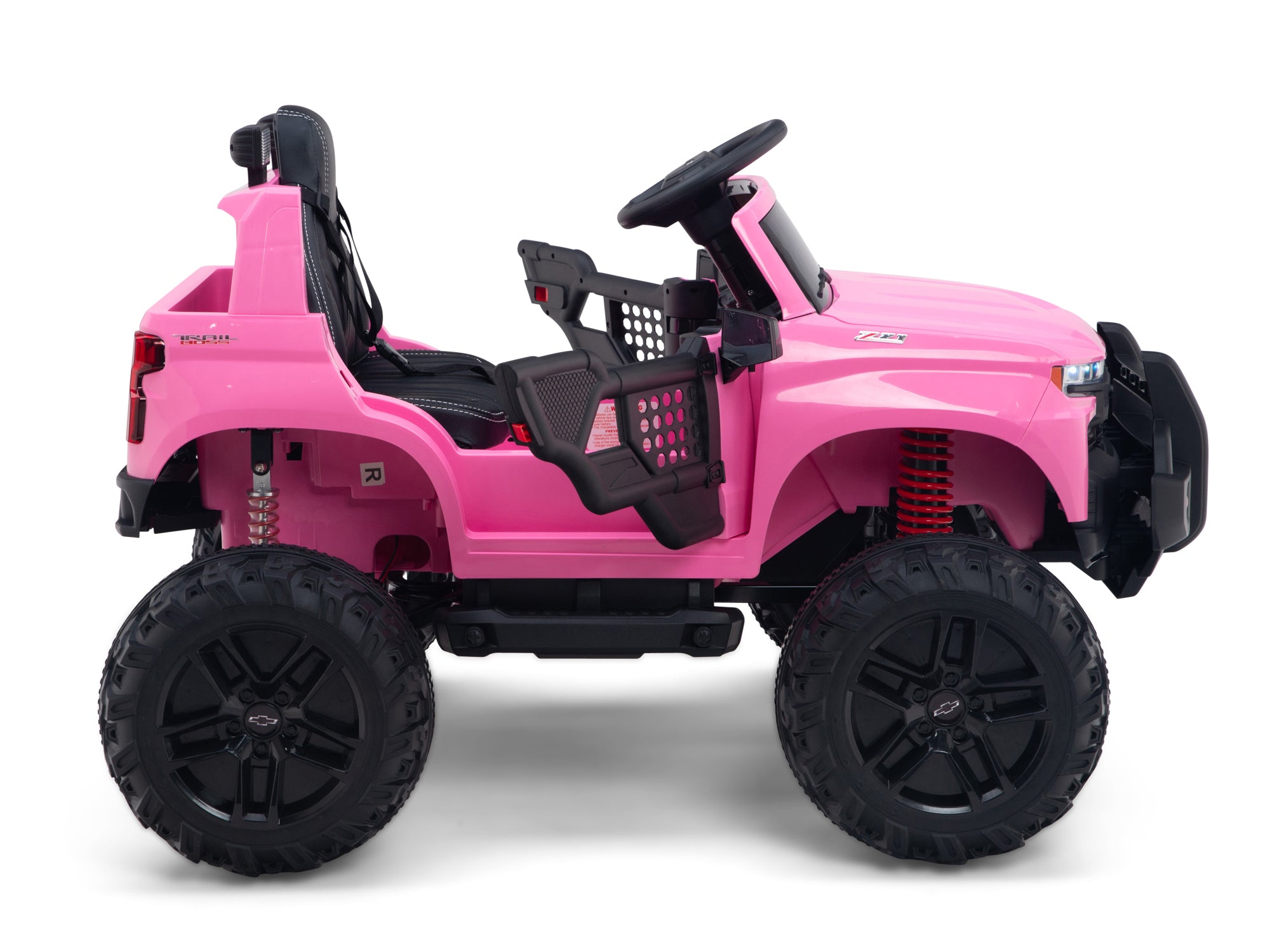 24V Chevrolet Silverado Lifted Ride On Truck with Remote Control - Pink Electric Toy Car for Kids, Perfect for Outdoor Play, Birthday Gifts & Backyard Adventures