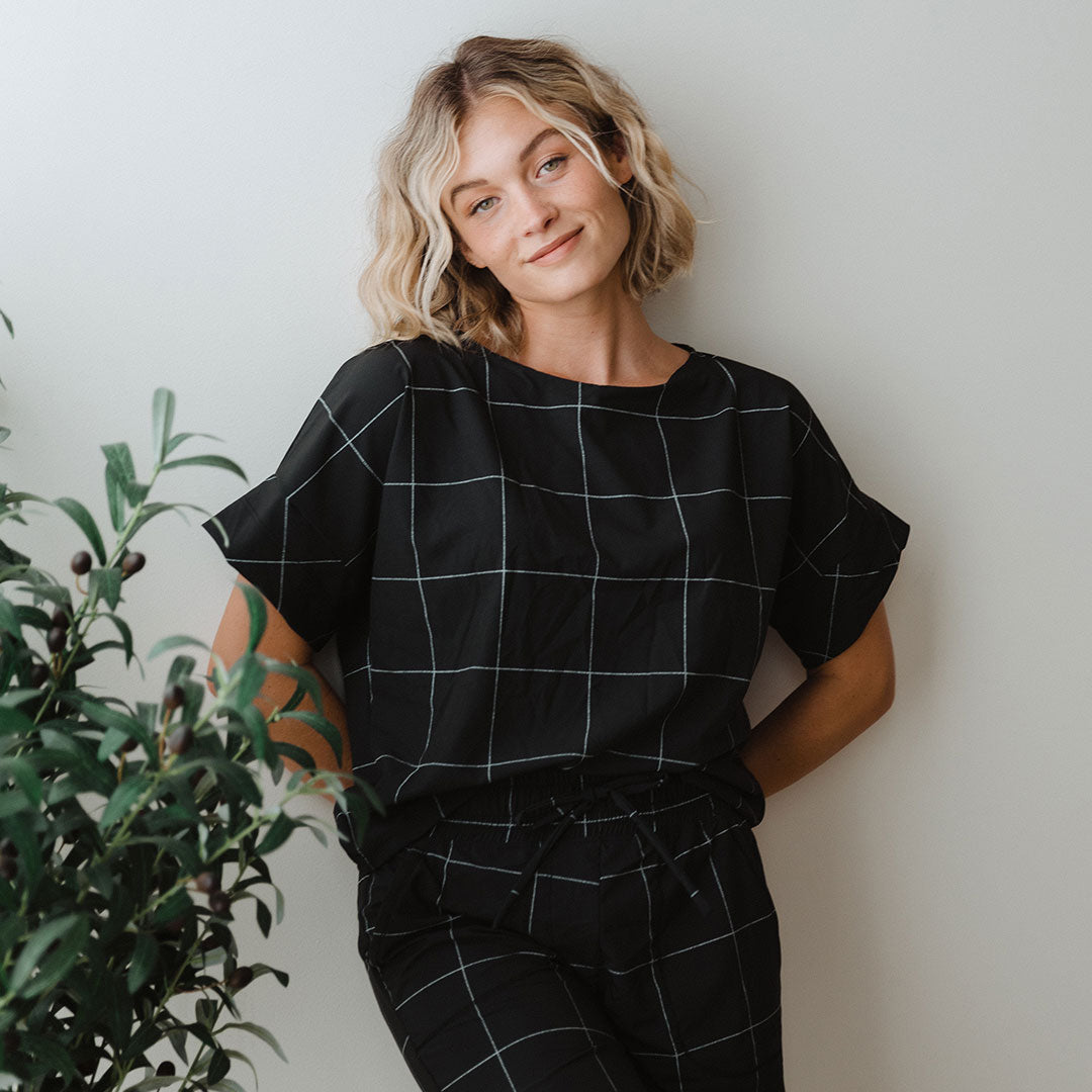 Boss Tee - Classic Black Windowpane Check Men's Casual Shirt | Office Wear & Smart Casual Outfits