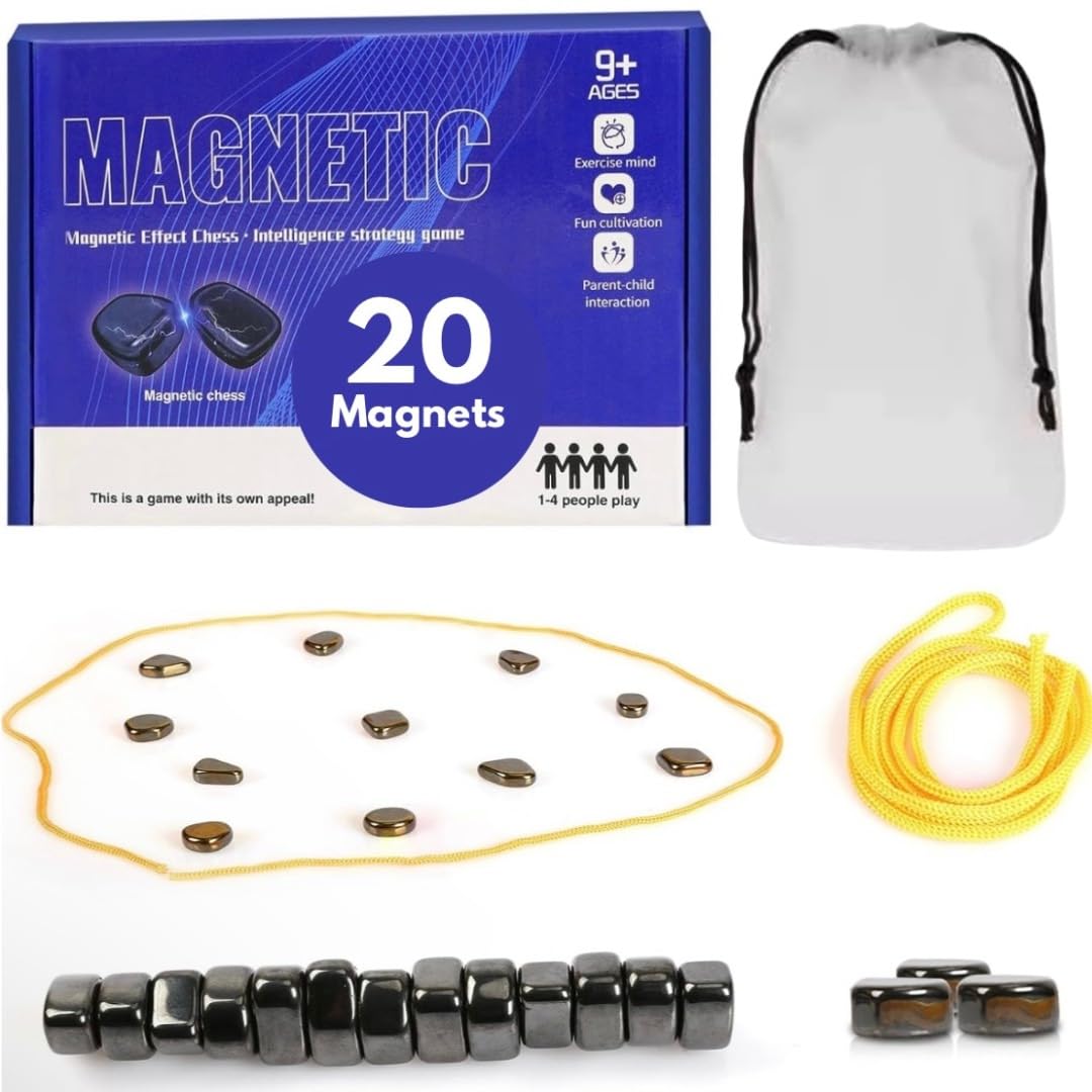 Magnetic Chess Game Set with 20 Magnetic Balls - 2-4 Player Strategy Board Game for Kids Ages 8-12 & Adults - Fun Family Game Night Activity for Indoor Parties & Travel