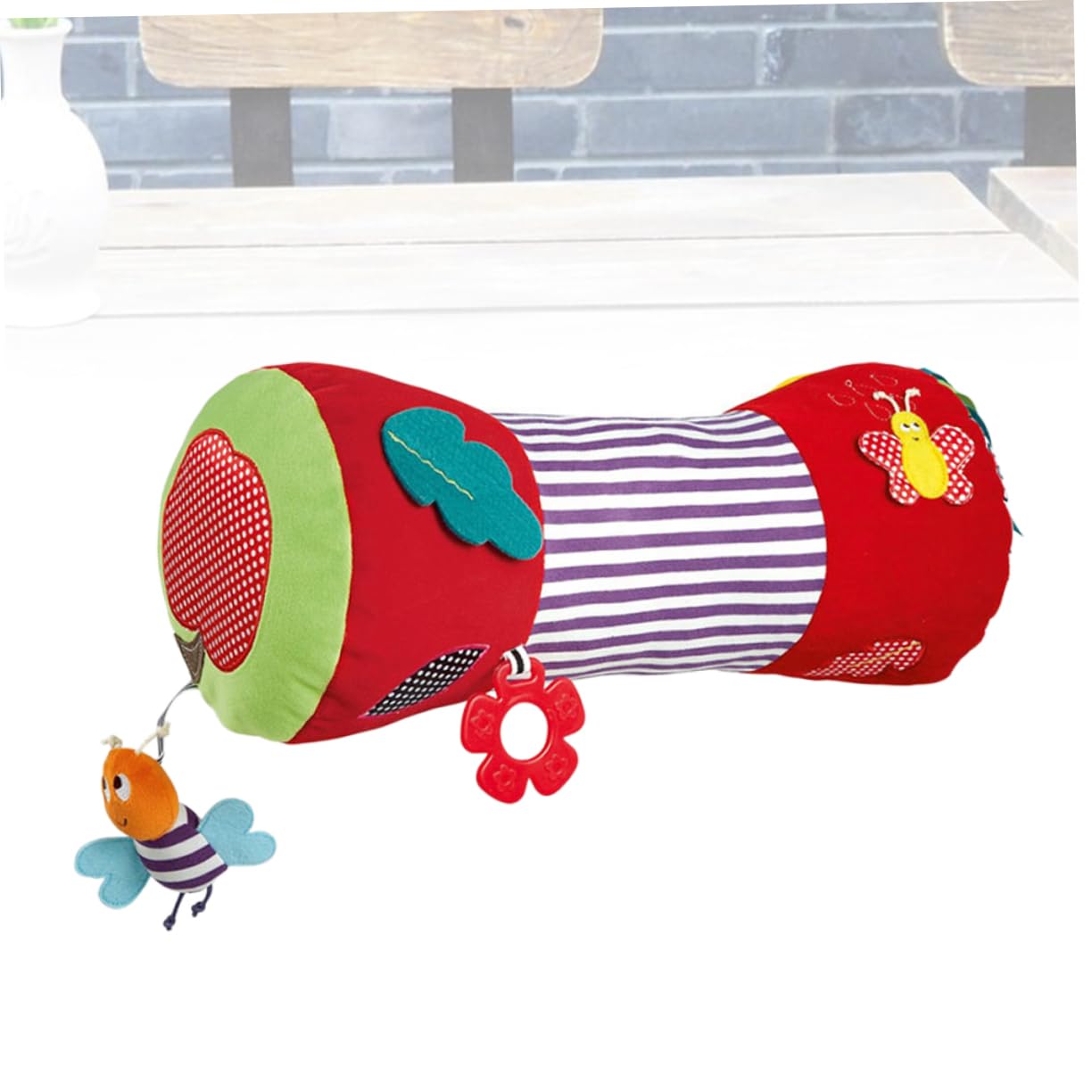 Wakauto 2 Pack Tummy Time Roller Pillow - Soft Plush Crawling Support for Babies, Infant Development Toy (Red) - Perfect for Playtime, Learning to Crawl & Sensory Stimulation