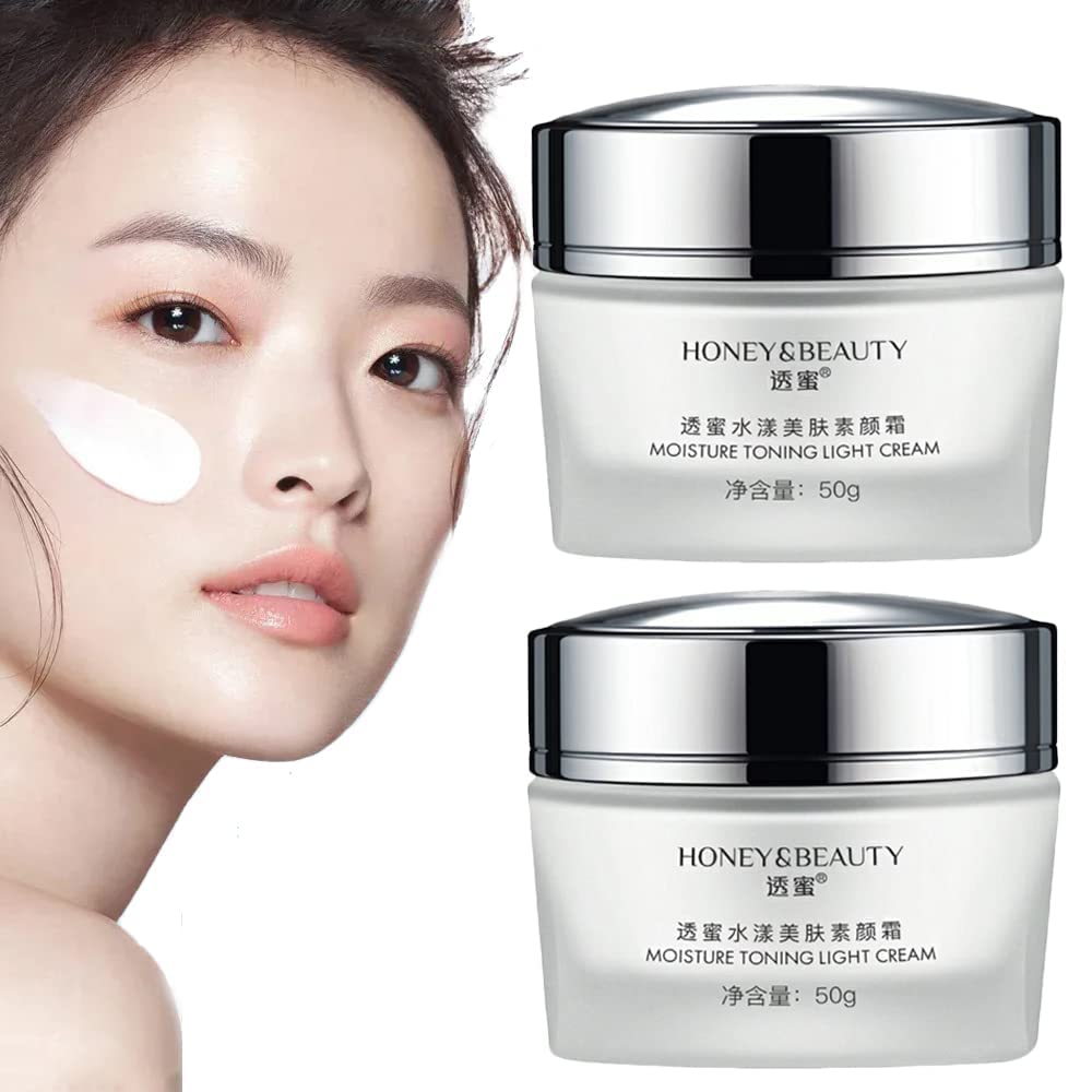 Honey & Beauty Moisture Toning Light Cream - Hydrating Face Moisturizer for Dry Skin, Anti-Aging & Nourishing Facial Cream with Honey Extract (2Pcs) - Perfect for Daily Skincare Routine & Night Care