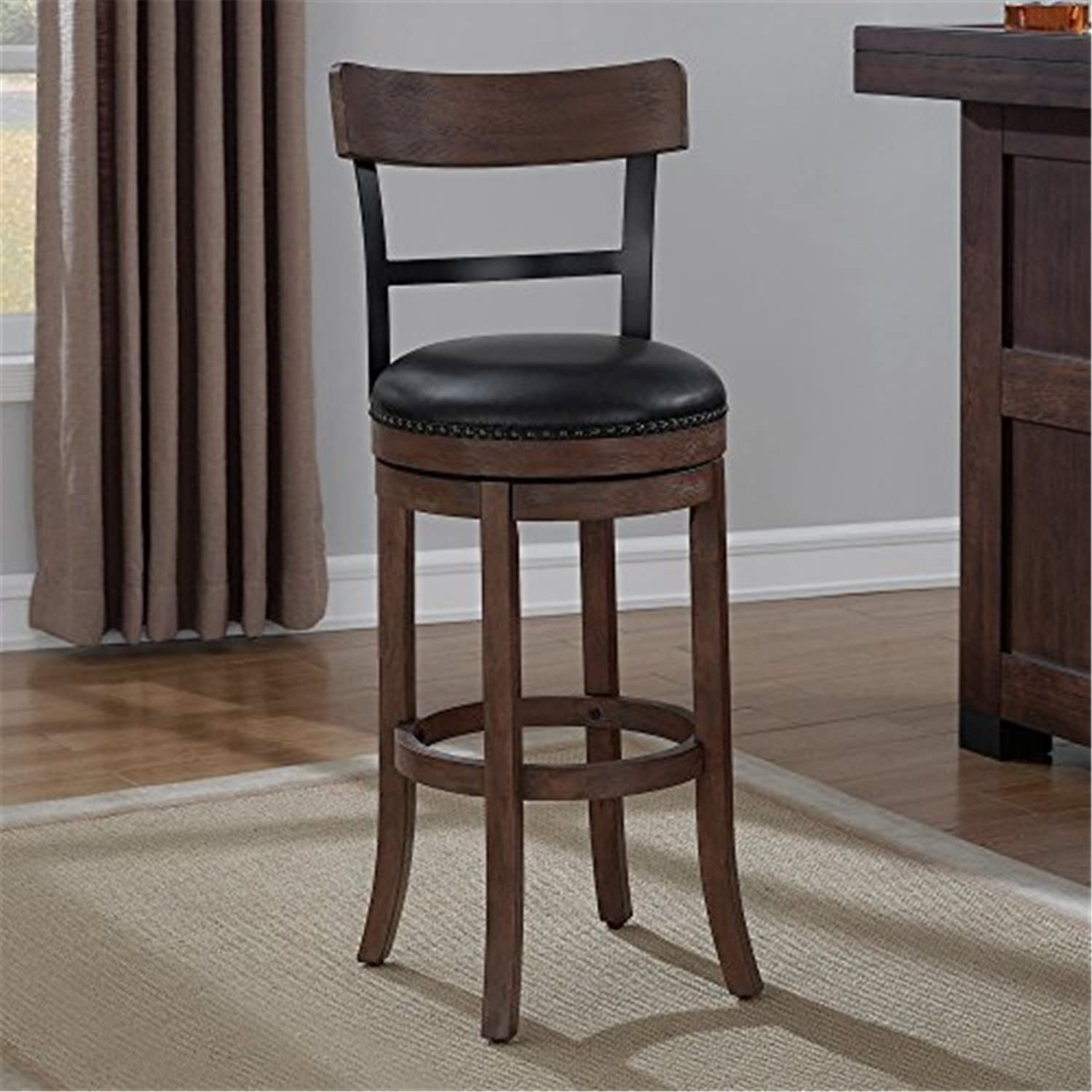 American Woodcrafters Taranto Bar Stool - Solid Wood Counter Height Stool with Backrest & Footrest - Rustic Home Bar, Kitchen Island & Breakfast Nook Seating