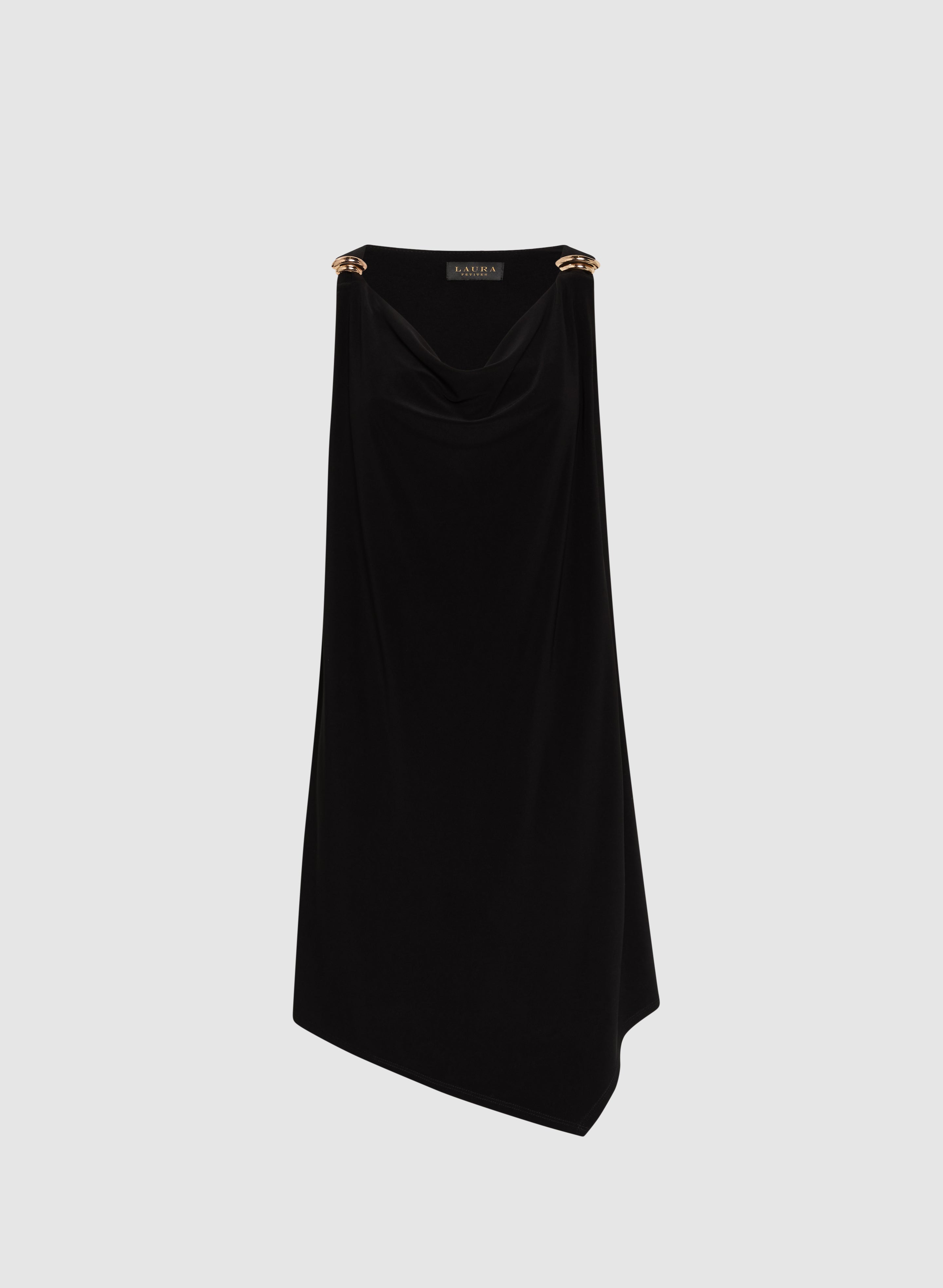 Black Cowl Neck Dress for Petite Women - Slim Fit Elegant Evening Gown for Dinner Date & Cocktail Party | Style 4010103 1033 010