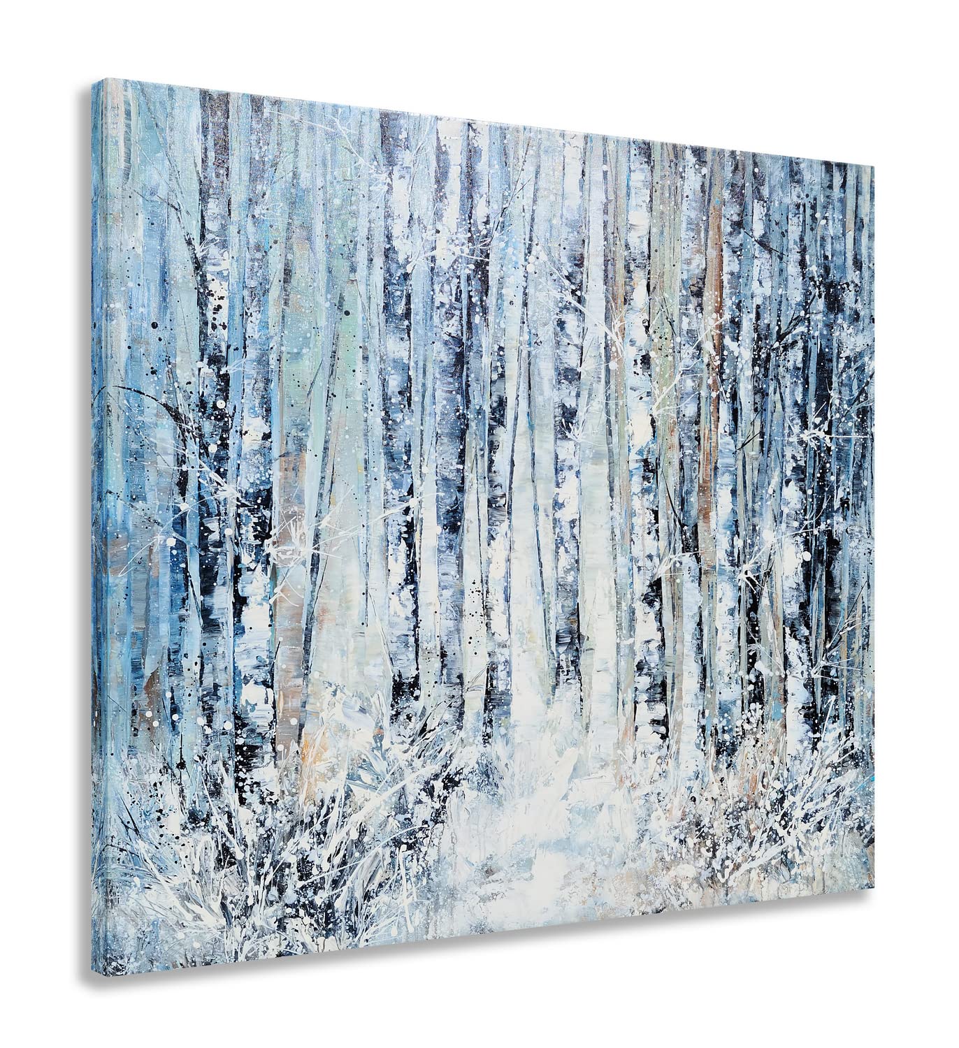 Yihui Arts Winter Canvas Wall Art - Modern Snowy Forest Tree Landscape Painting Print on Canvas, Home & Office Wall Decor (40x40 Inches) - Perfect for Living Room, Bedroom, and Winter-Themed Interior Design