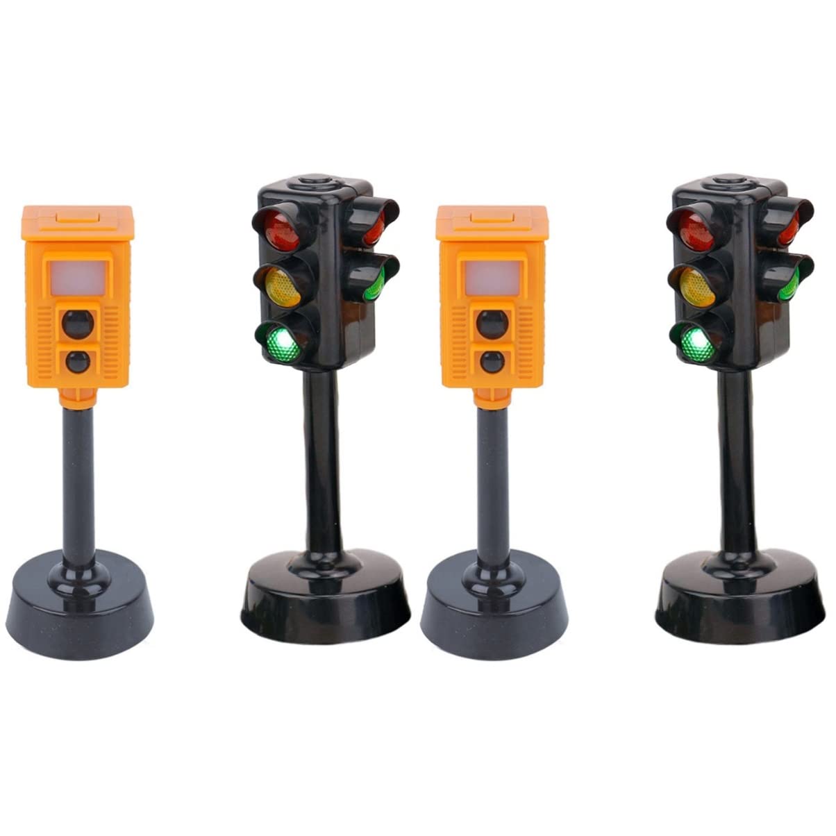 Toyvian 4 Pack Mini Traffic Light Toy Set - Realistic Road Sign Models for Kids Learning & Play - Perfect for Pretend Play, Classroom Education & Traffic Safety Training