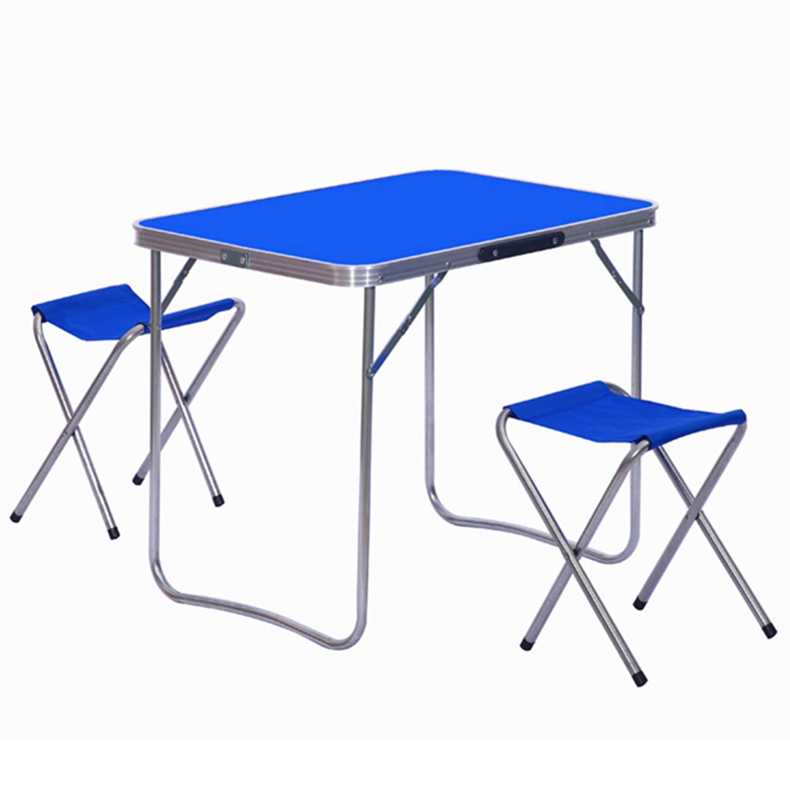 STORIMO Portable Folding Table and Chairs Set - Lightweight Aluminum Alloy Outdoor Picnic Table with 2 Chairs (Blue) - Perfect for Camping, Beach, Backyard, and Small Space Living