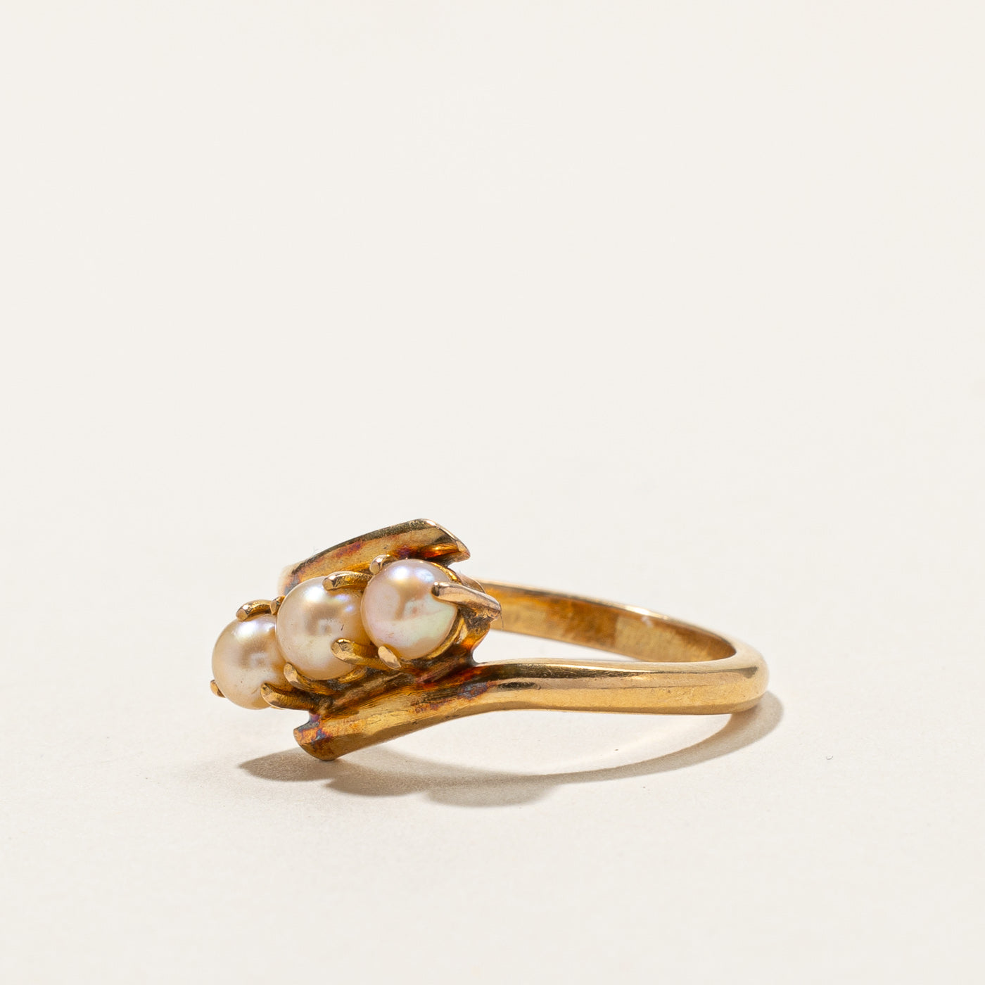 Exquisite Three Stone Pearl Ring - Size 7.5 - Elegant Jewelry for Women, Perfect for Weddings, Anniversaries & Special Occasions