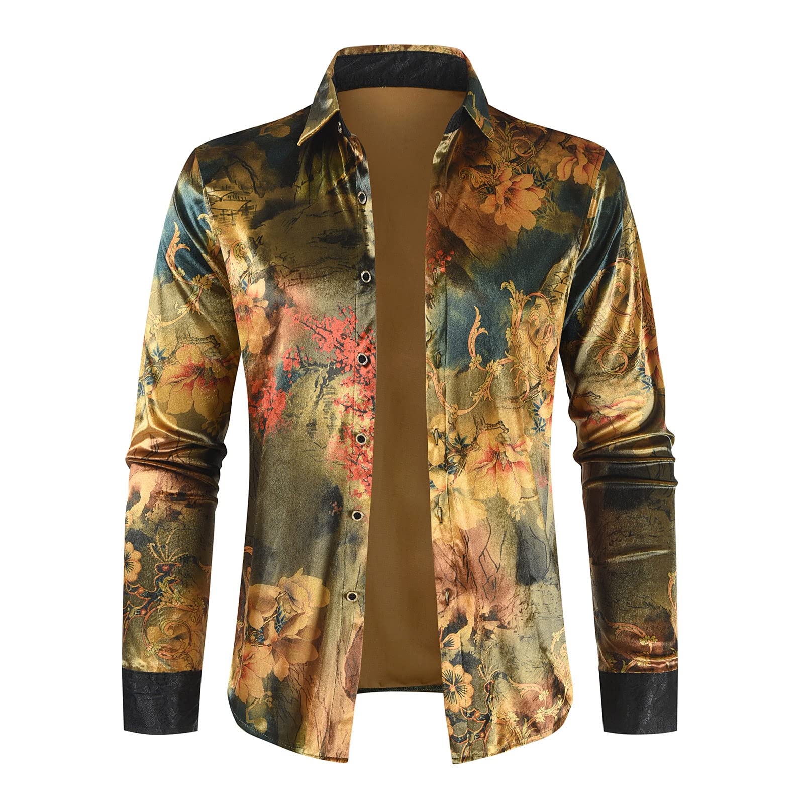 YHAIOGS Men's Fashion Long Sleeve Casual Printed Shirt - Autumn Winter Top Blouse for Work, Dating & Daily Wear | Comfortable Stylish Button-Up Shirts for Men