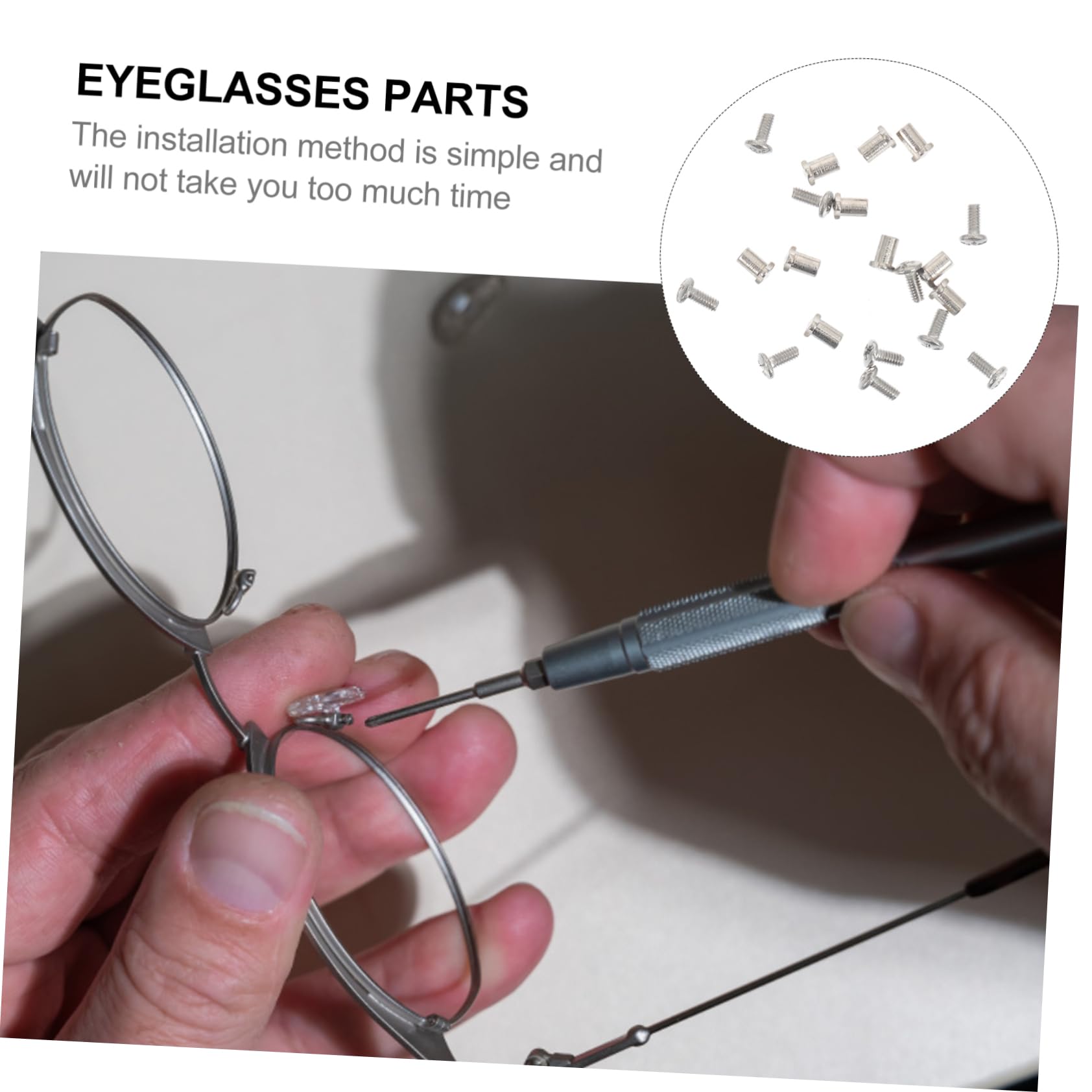 JECOMPRIS Glasses Screw Repair Kit - 2 Sets with Flat Head Screws for Eyeglasses & Sunglasses Replacement Parts | Perfect for DIY Fixes at Home, Office, or Travel