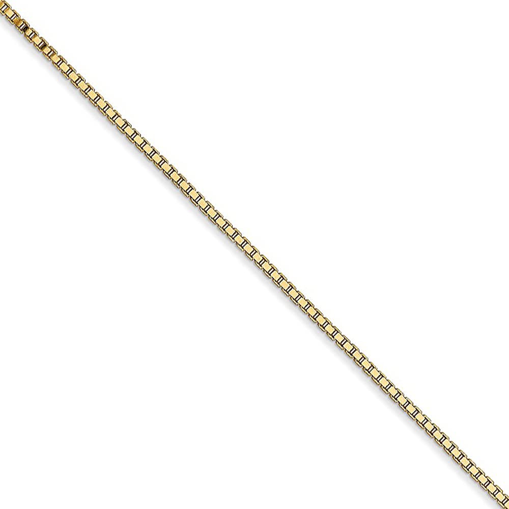 14k Yellow Gold Solid Box Chain Necklace - Elegant Black Bow Jewelry for Gifts