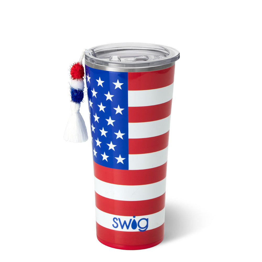 All American Tumbler 22oz Stainless Steel Vacuum Insulated Cup - Keeps Drinks Hot/Cold for Hours - Perfect for Coffee, Tea, Water & Outdoor Activities