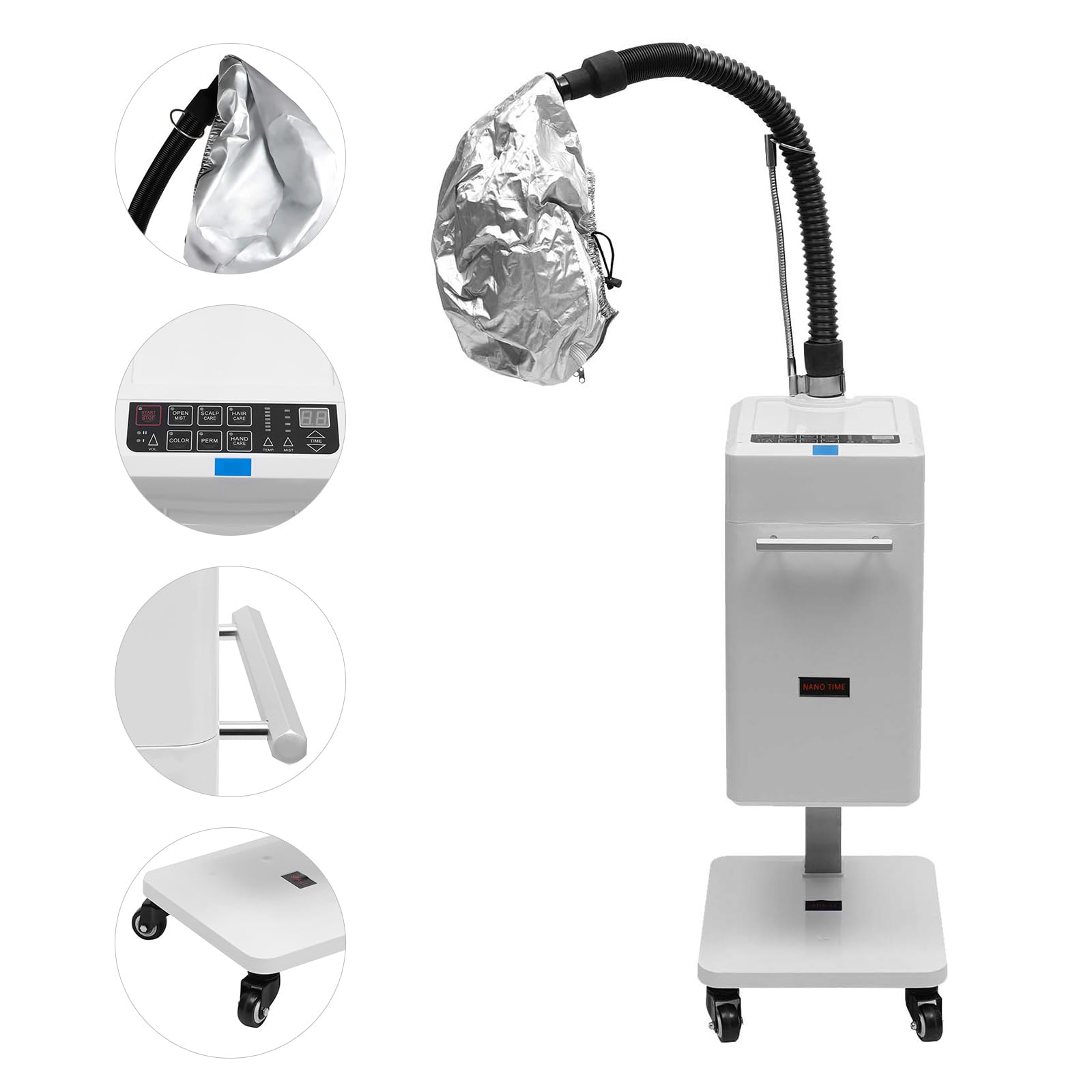 500W Nano Salon Hair Steamer with Negative Ion Technology - Vertical Hair Steamer for Perm, Dyeing & Deep Conditioning at Home or Barbershop | Smart Touch Control Display | Perfect for Natural Hair Care & Styling Treatments