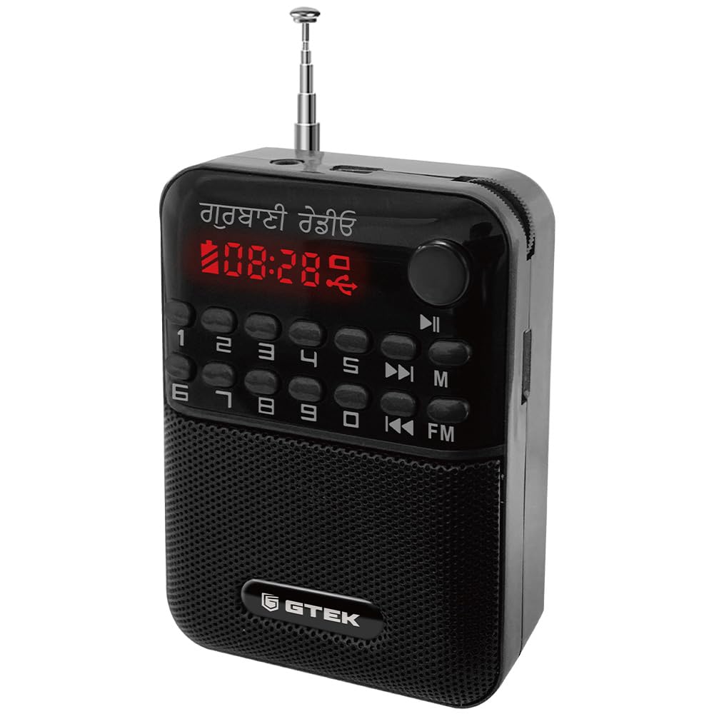 Gurbani Radio Player with Pre-Recorded Nitnem, Sukhmani Sahib, Simran & Kirtan - Portable Sikh Devotional Music Device - Perfect for Home Worship, Meditation & Spiritual Healing (Black)