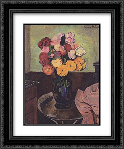 20x24 Black Ornate Framed Suzanne Valadon Museum Art Print with Double Mat - Floral Still Life Wall Decor for Living Room, Bedroom & Office