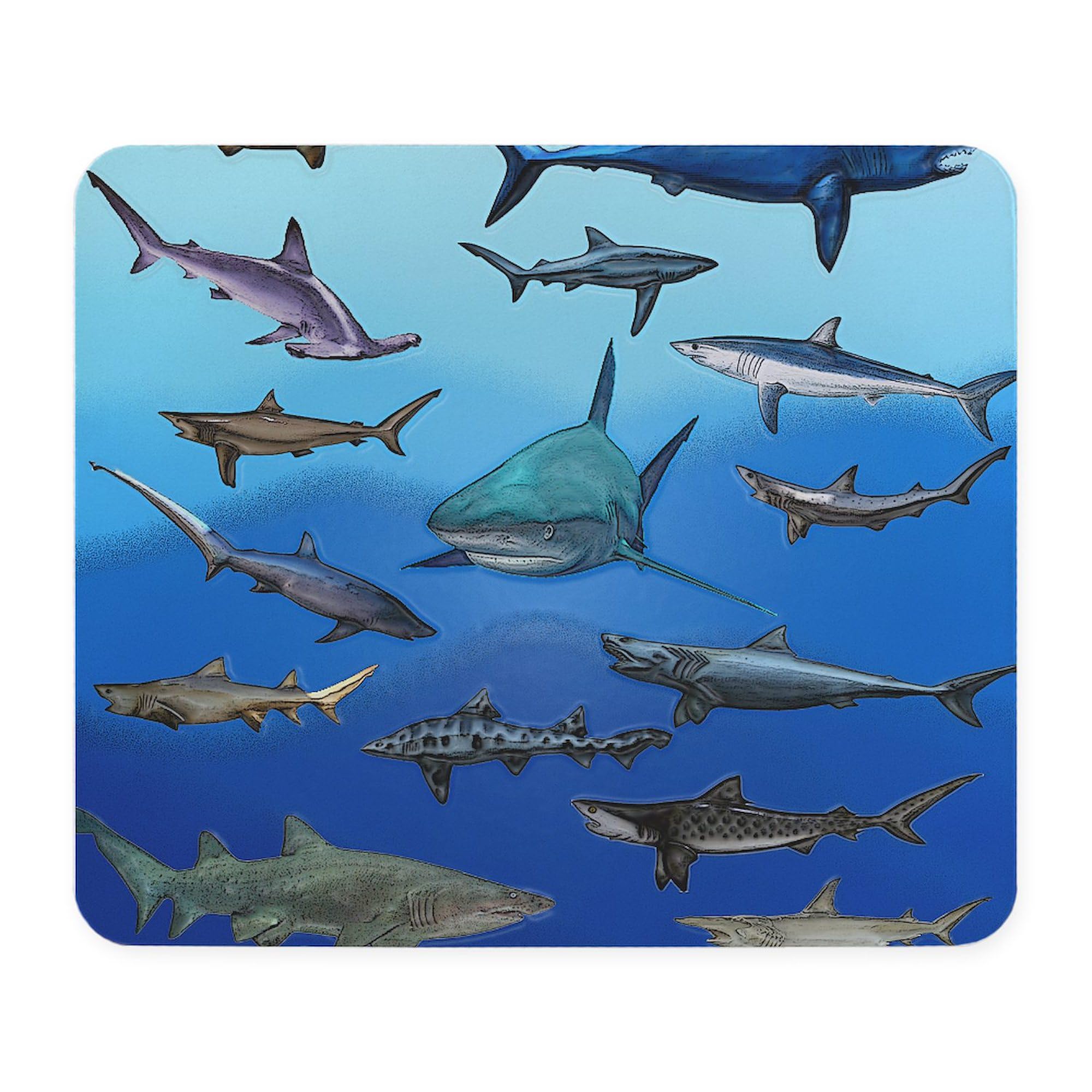 Non-Slip Rubber Gaming Mouse Pad - Shark Themed Computer Accessory for Office & Gaming | CafePress