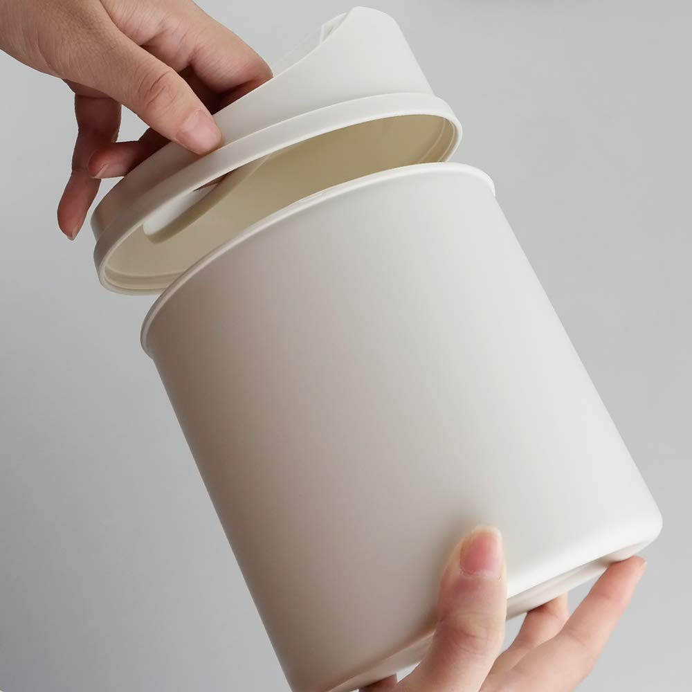 2 Liter Mini Desktop Trash Can with Swing Lid - Small Waste Bin for Office, Home, Bedroom (White) | Perfect for Desks, Bathrooms, and Small Spaces