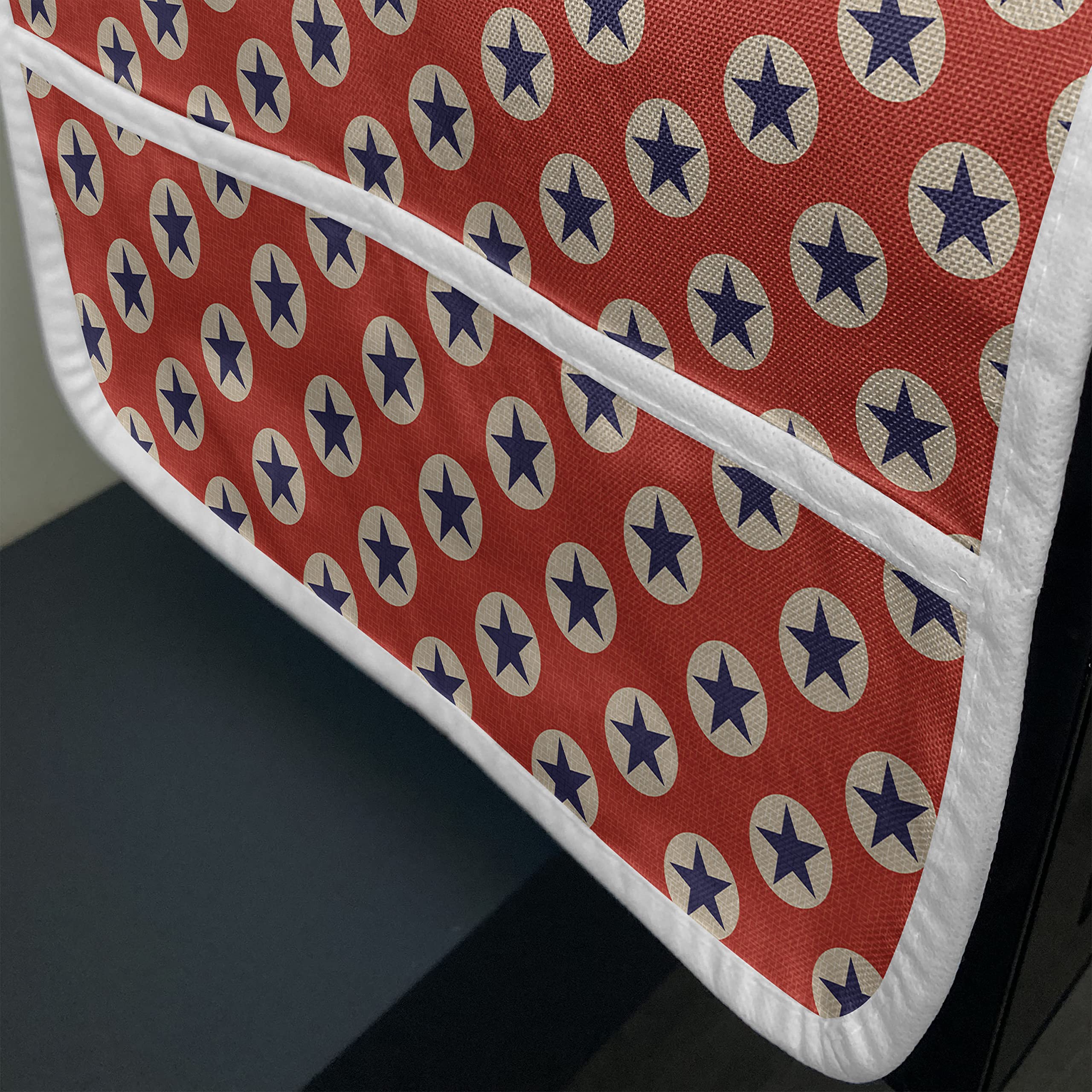 Ambesonne Prehistoric Country Microwave Cover - Star Dots Retro American Flag Design, Waterproof Kitchen Organizer with Pockets, 36x12 Inches, Scarlet Navy Blue Cream - Perfect for Vintage Style Kitchens & Microwave Protection