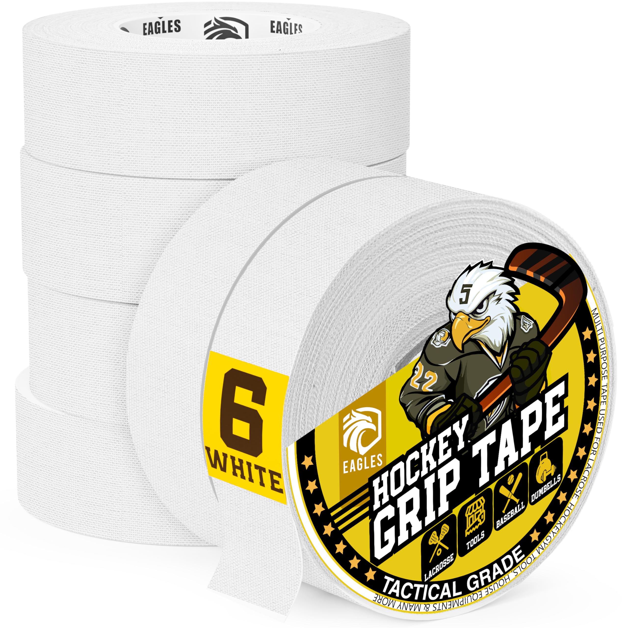 EAGLES Bulk Hockey Tape - Black, White & Clear - Strong Adhesive Multipurpose Sports Tape Roll - Durable Cloth & PVC Tape for Hockey Sticks, Blades & Equipment - Perfect for Hockey Players, Coaches & Sports Enthusiasts - Great for Stick Grip, Blade Protection & Gear Maintenance