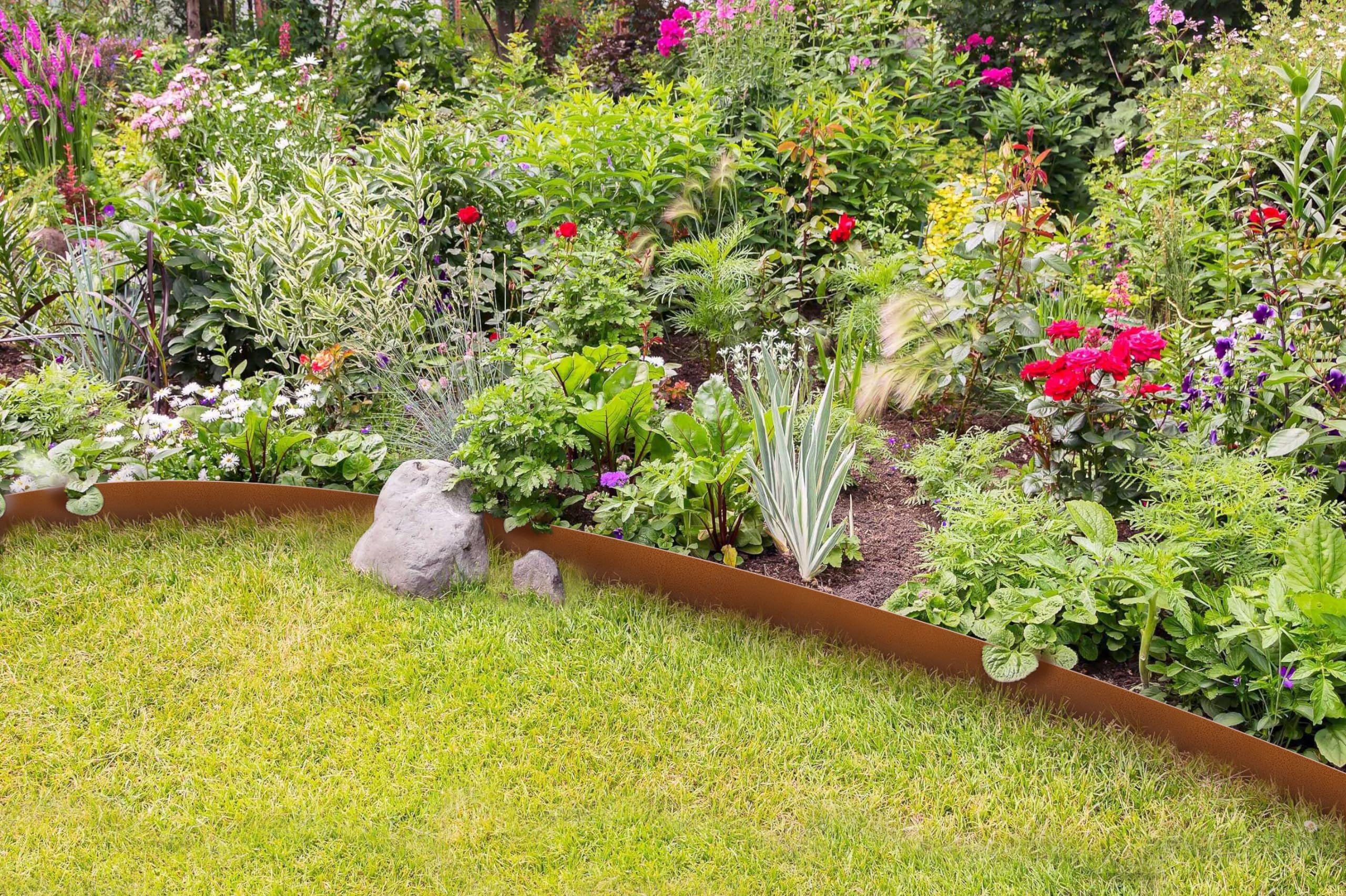 Premium Corten Steel Garden Edging - 6-Pack Rust-Resistant Landscape Borders (40