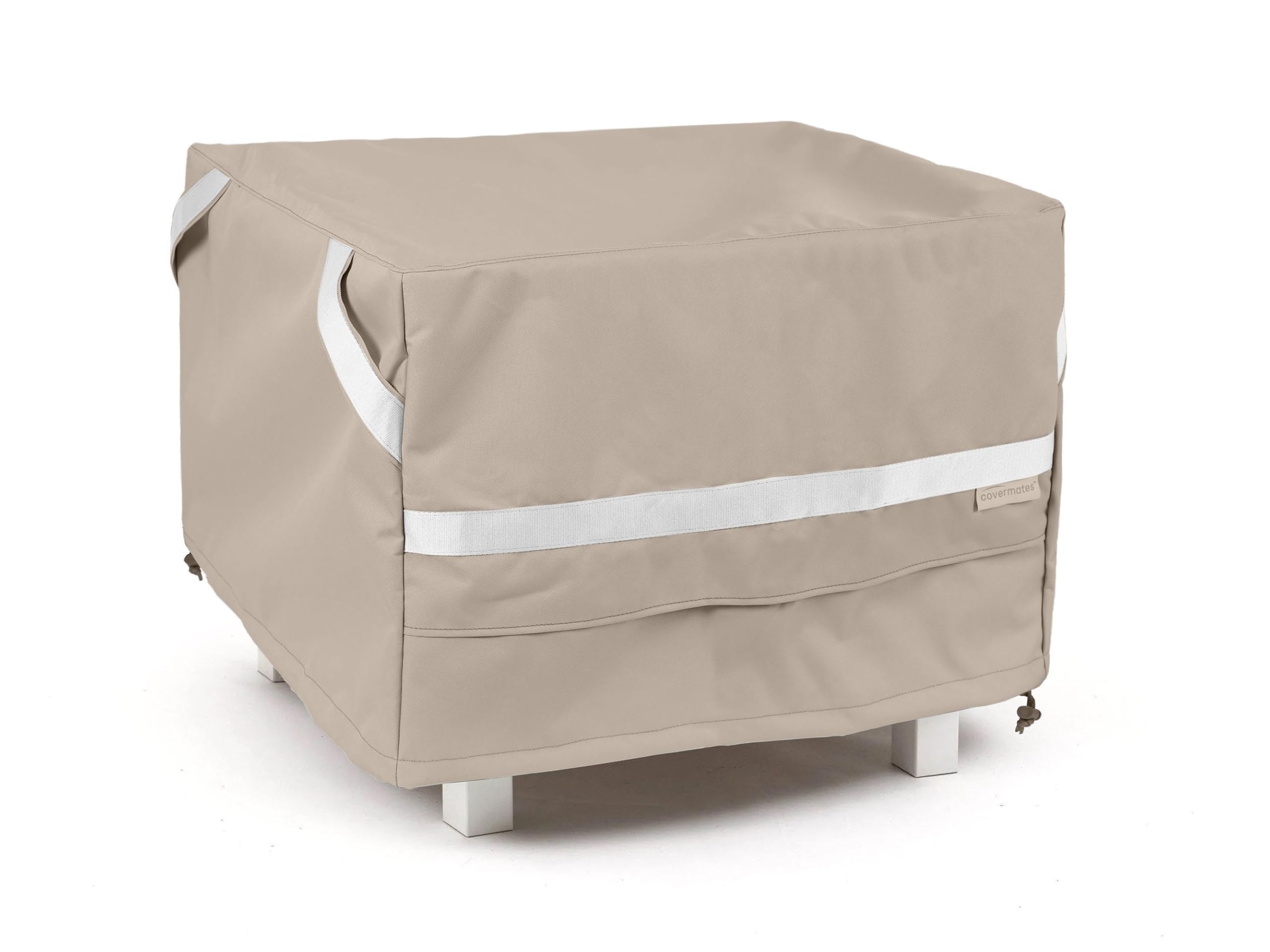 Waterproof 50x50x20 Inch Square Patio Table Cover - Heavy Duty 900D Polyester Outdoor Furniture Protector for Ottomans & Side Tables - UV Resistant, Clay Color - Perfect for Decks, Gardens & Backyard Use