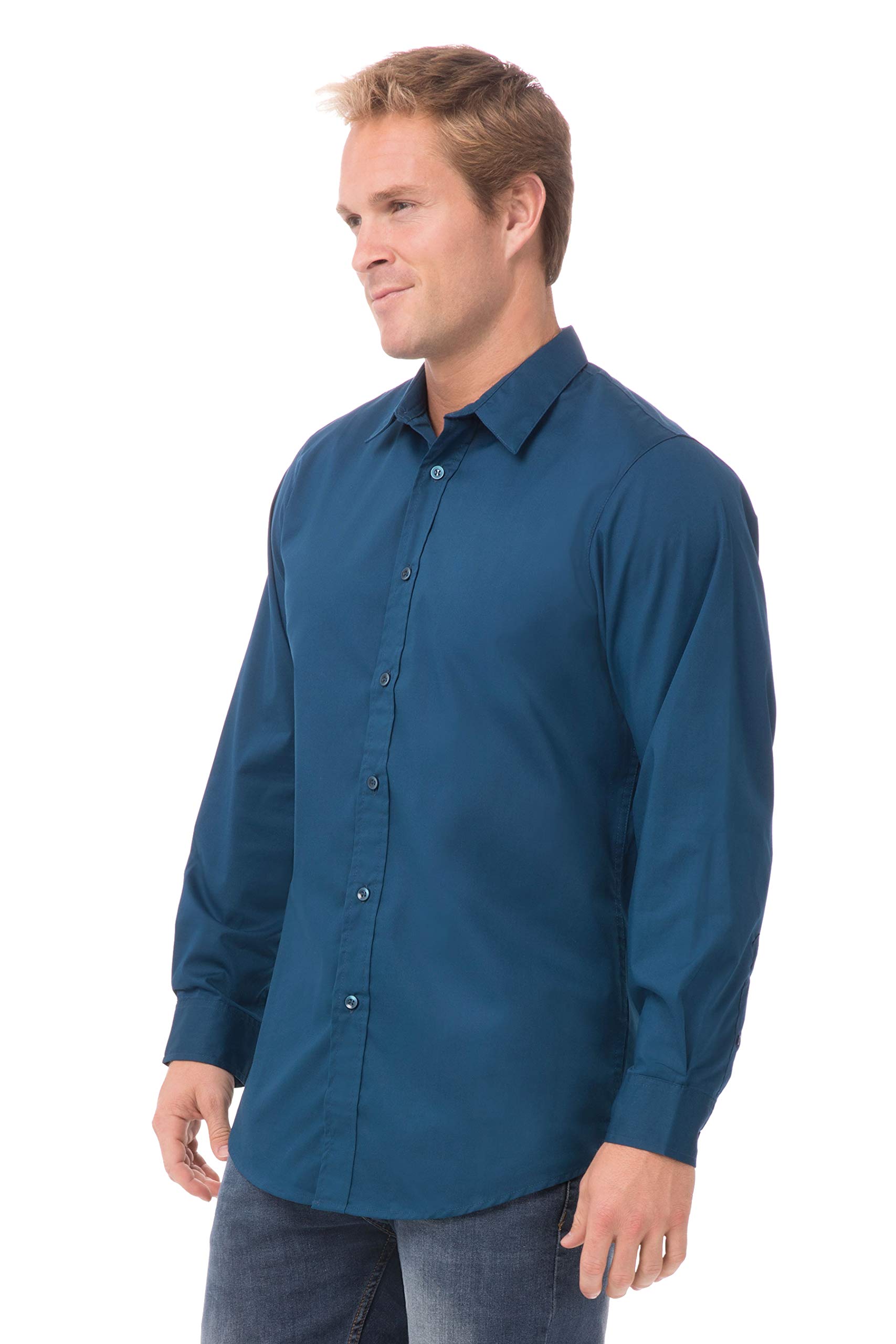 Chef Works Men's Stretch Dress Shirt - Comfortable Professional Kitchen Uniform for Chefs & Waiters | Ideal for Cooking, Catering & Restaurant Work