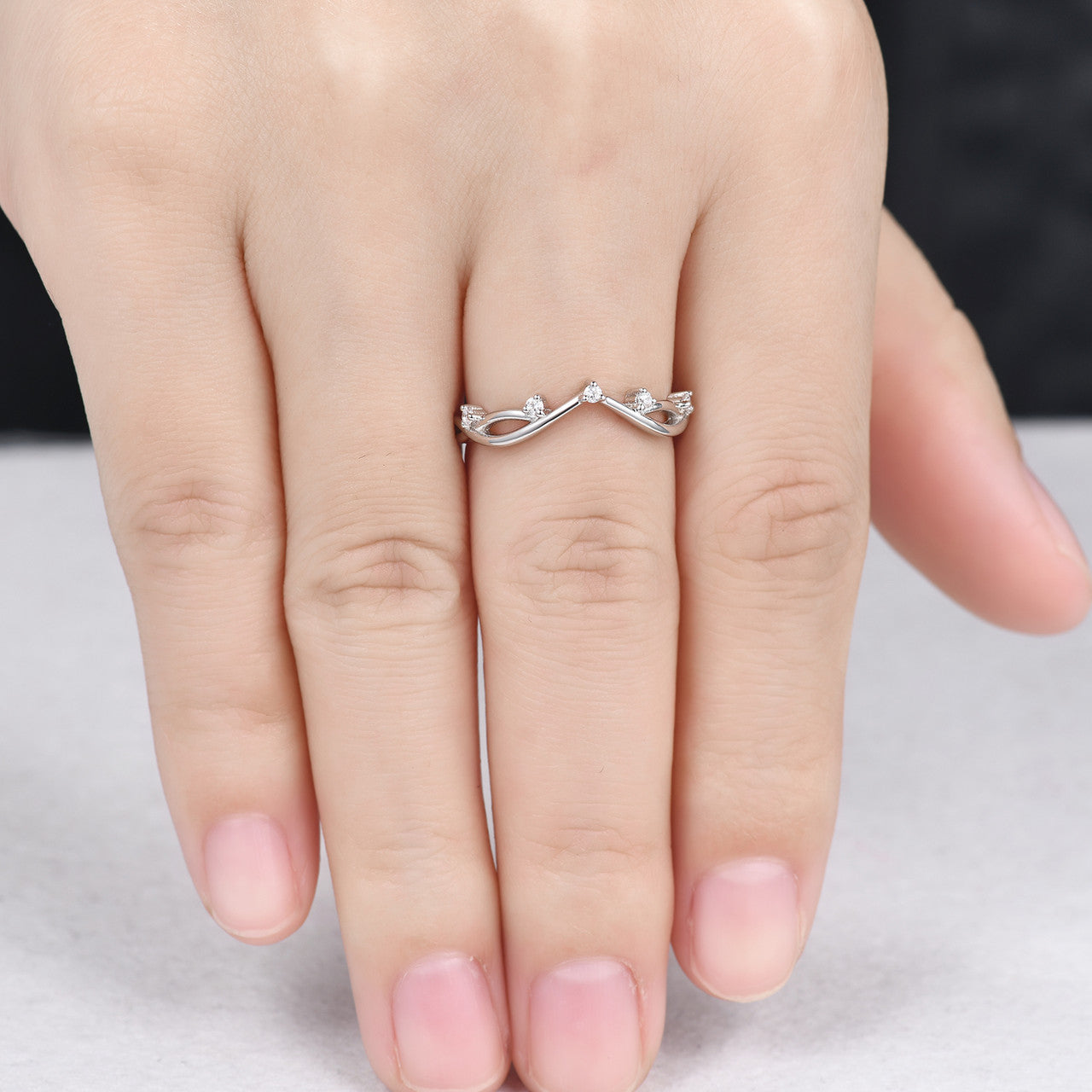 Twig Branch Diamond Wedding Band - 14K White Gold & Sterling Silver Anniversary Ring for Women - Nature-Inspired Twig Vine Design for Engagement, Proposal & Special Occasions