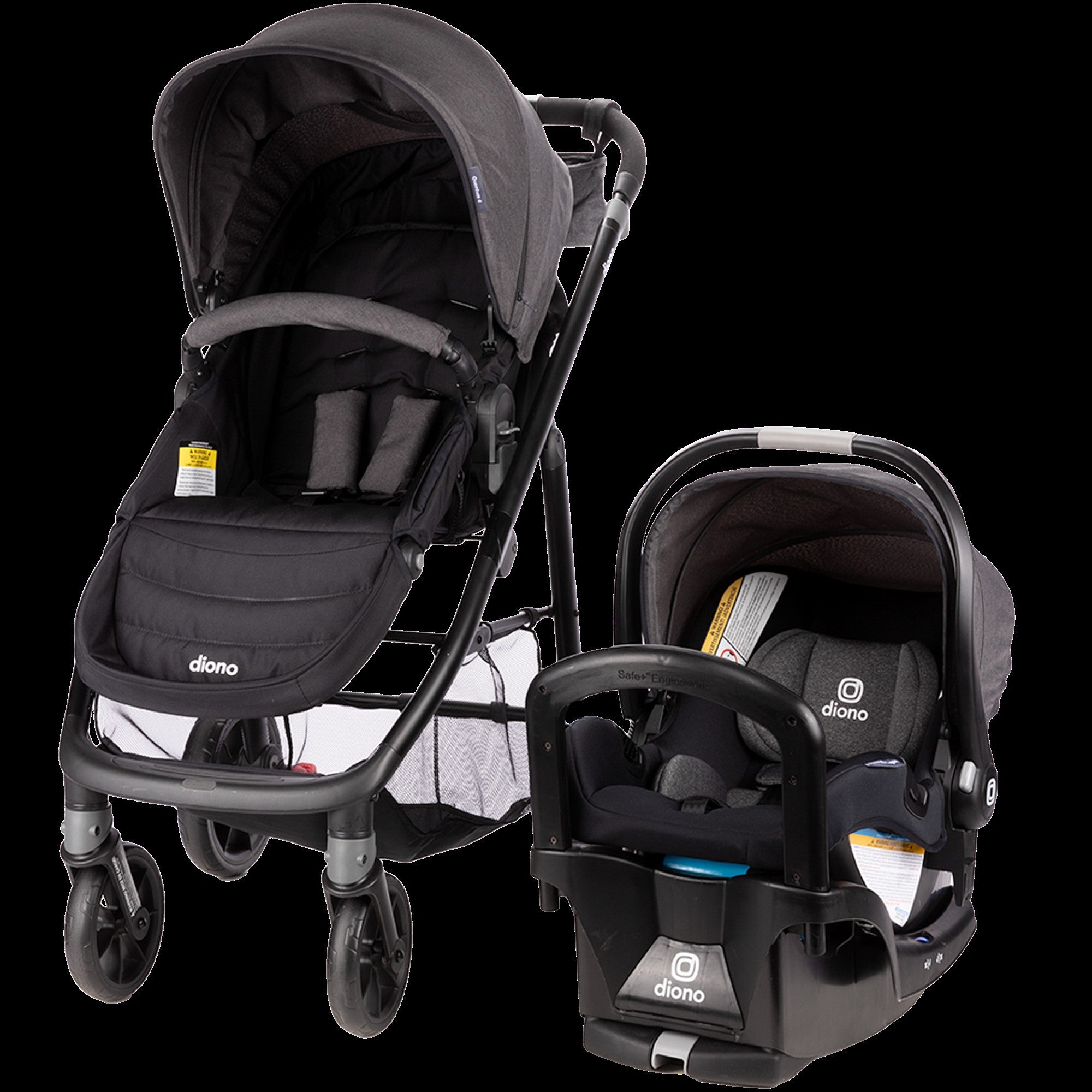 Diono Quantum 4-in-1 3-in-1 Convertible Travel System Car Seat & Stroller Combo - Gray Slate | Safe for Newborns to Toddlers | Perfect for Air Travel, Road Trips & Daily Use