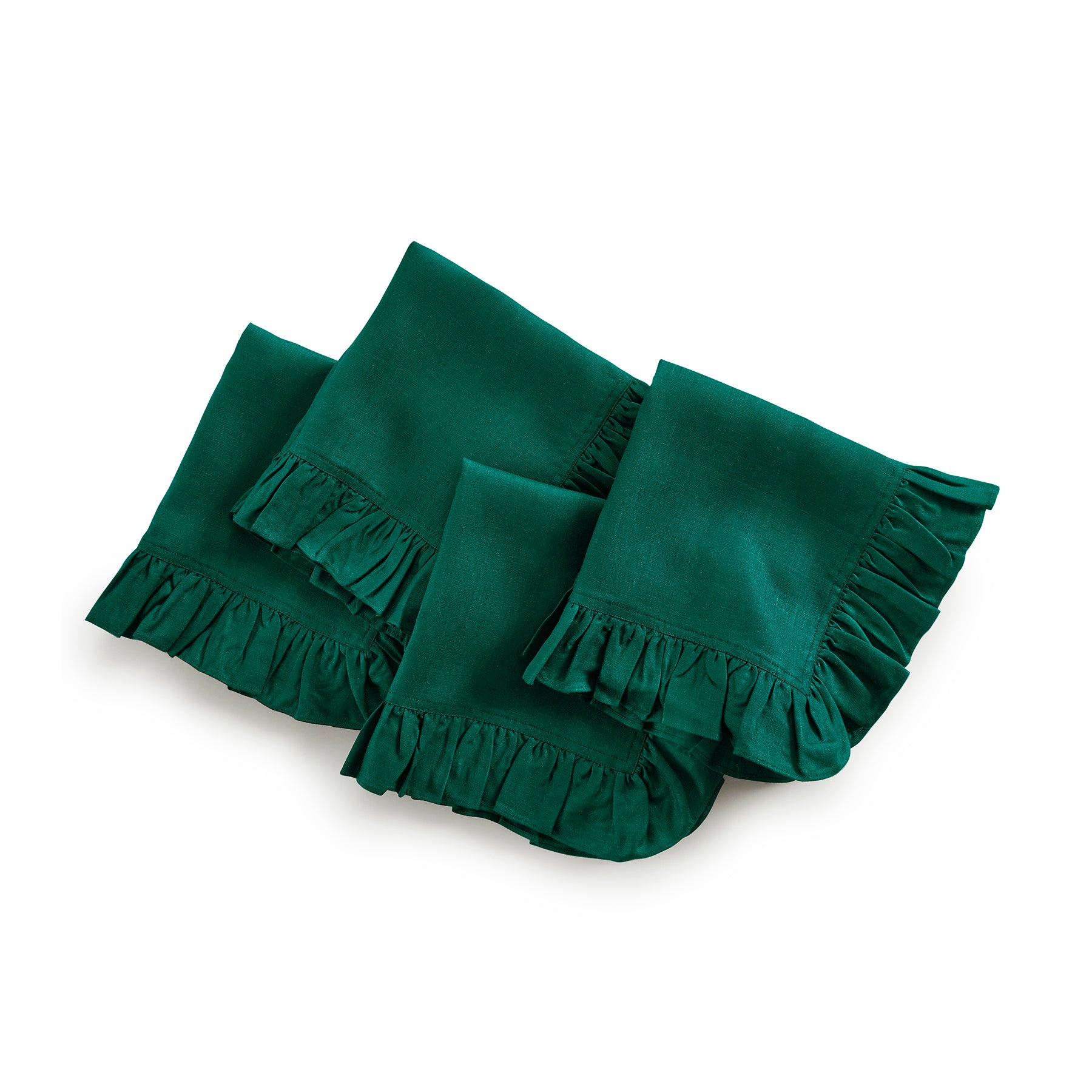 Gabrielle Ruffle Napkins Set of 4 - Elegant Cotton Dinner Napkins for Formal Dining, Wedding, and Special Occasions