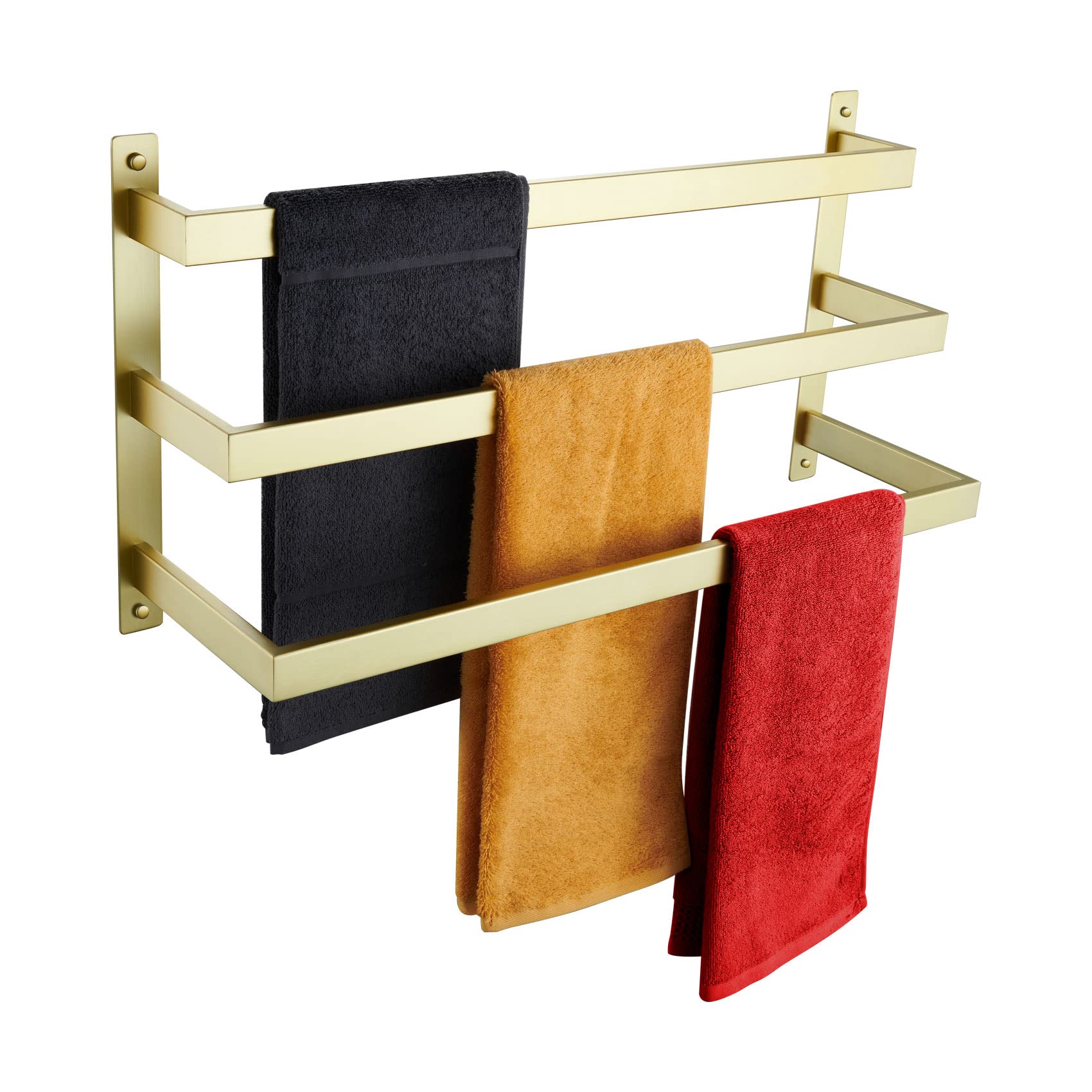 KOKOSIRI 3-Tier Brushed Gold Stainless Steel Bathroom Towel Rack - Wall Mounted Ladder Shelf for Bath Towels, Hand Towels & Washcloths | Perfect for Spa, Guest Bathroom & Luxury Home Decor