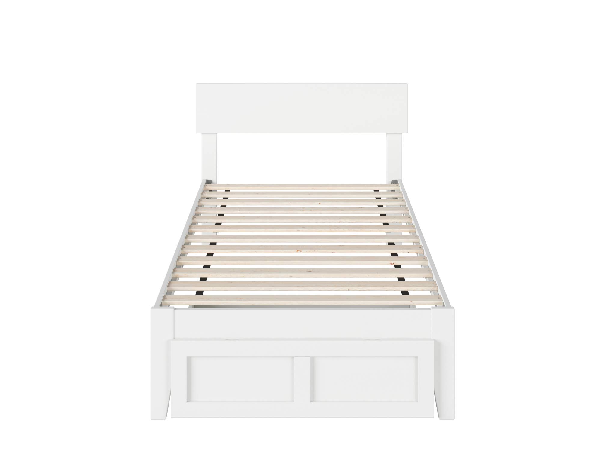 AFI Boston White Twin Size Platform Bed with Storage Drawer - Perfect for Small Bedrooms, Kids Rooms & Dormitories